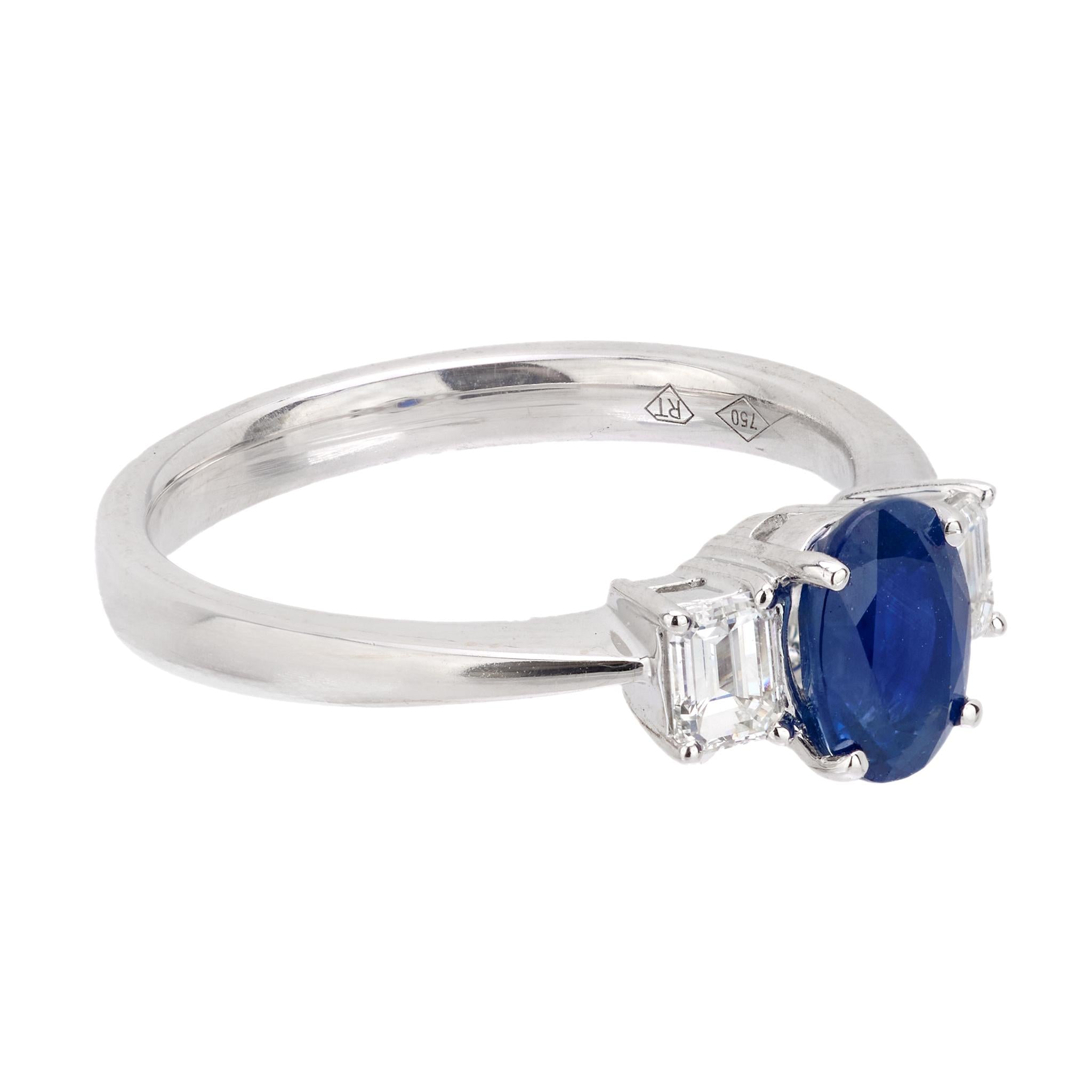18K Gold Sapphire and Diamond Three Stone Ring for Women - Elegant Vintage Style Jewelry for Engagement, Wedding, and Anniversary Gifts