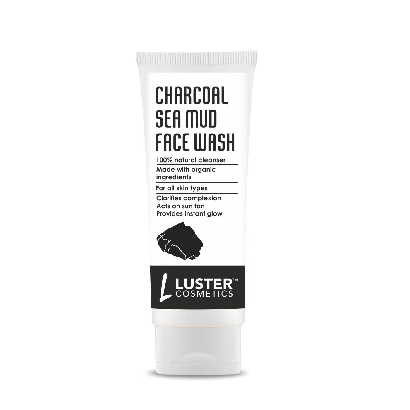 Luster Cosmetics Charcoal Detox Trio - Deep Cleansing Clay Mask, Purifying Sea Mud Face Wash & Exfoliating Lemongrass Scrub (75ml x 3 Pack) for Acne-Prone & Oily Skin - Spa Day & Night Skincare Routine