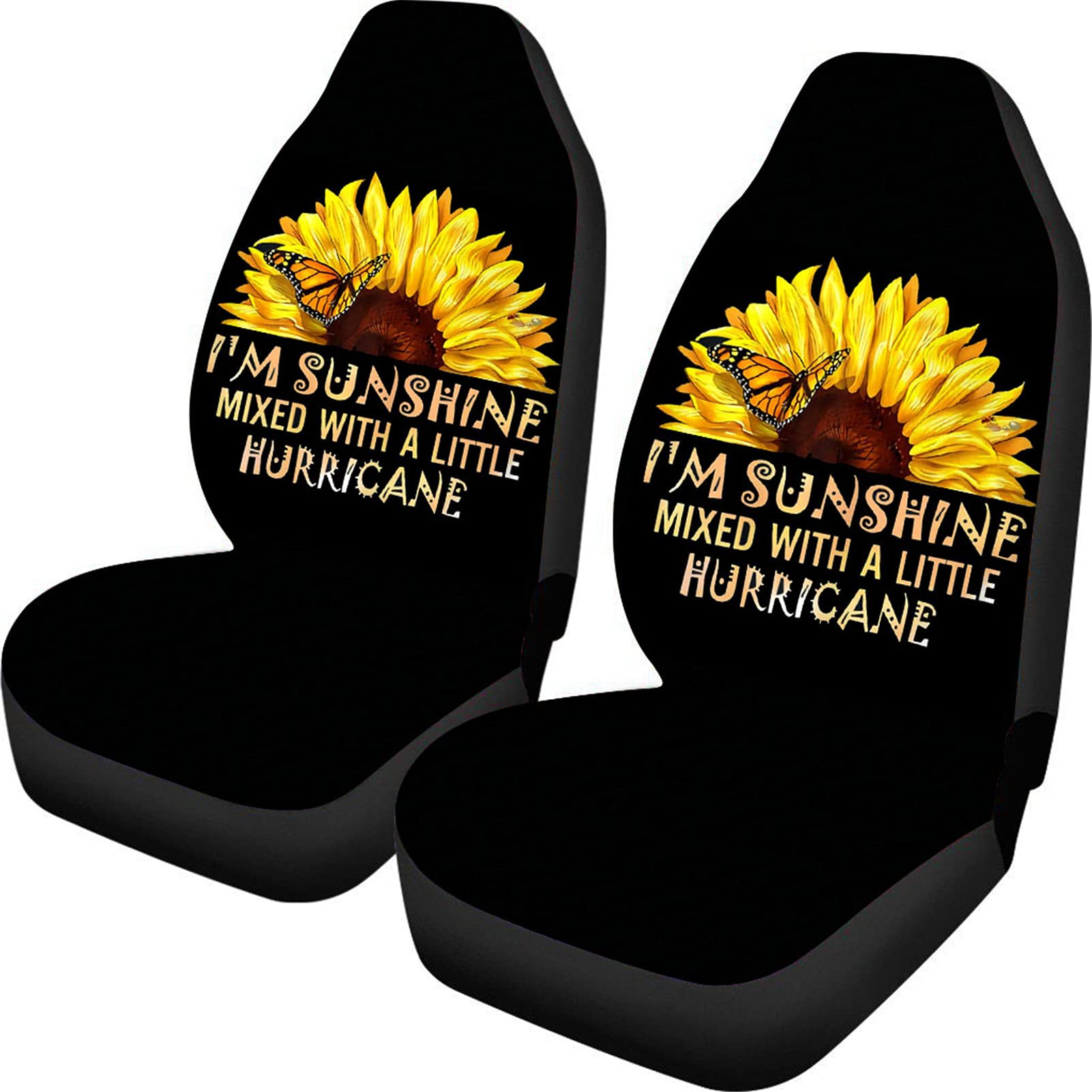 Universal Fit Sunflower Car Seat Covers Set for Women & Men - 2 in 1 SUV/Van/Sedan Accessories with Vibrant Floral Design | Perfect for Road Trips, Daily Commutes & Car Decor