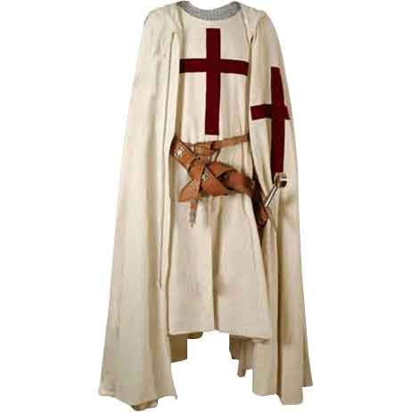 Crusader Knights Templar Cotton Cape with Red Cross - Medieval LARP Costume for Cosplay, Renaissance Fairs & Historical Reenactments
