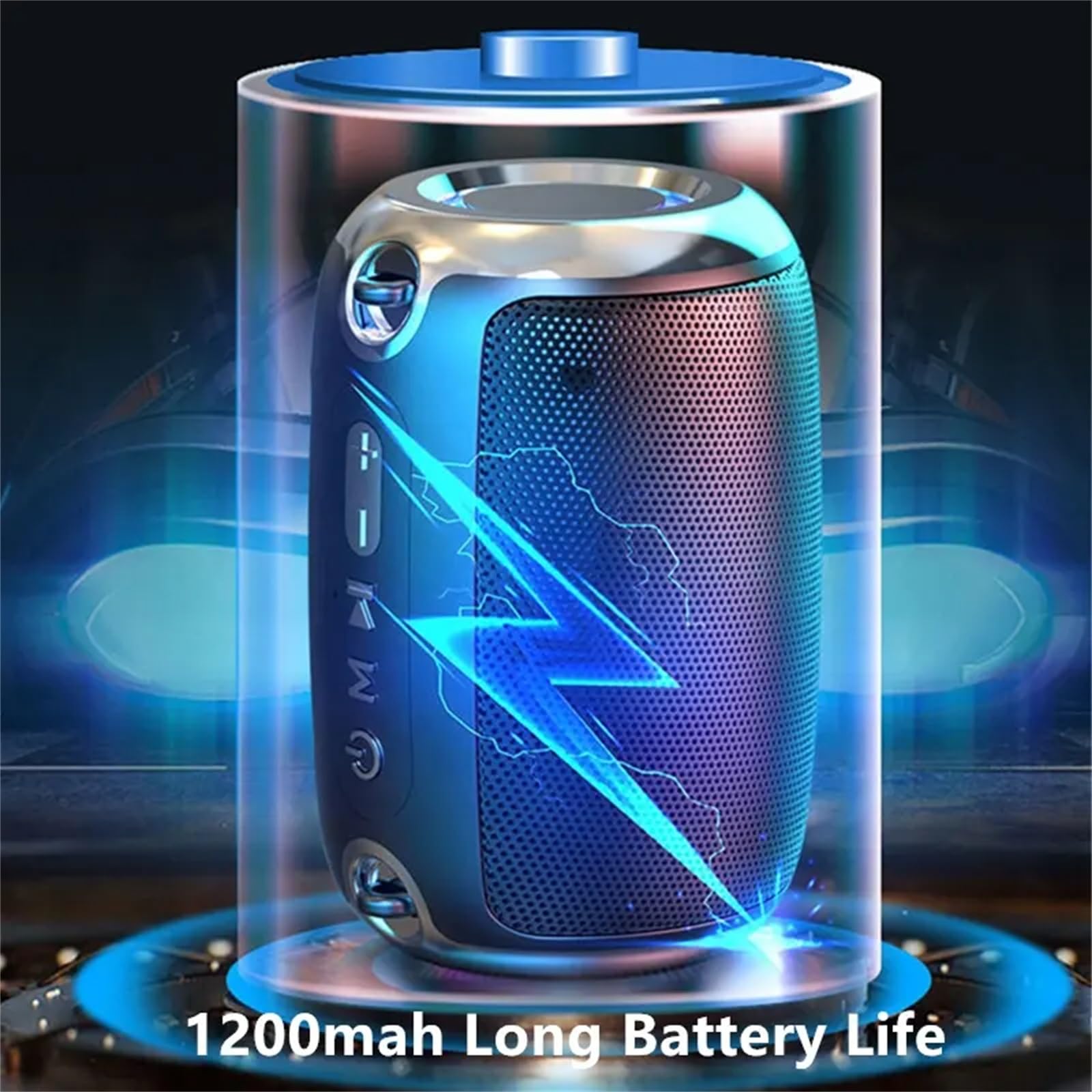 Portable Bluetooth Speaker with Powerful Bass, Wireless Outdoor Subwoofer, Mini Waterproof BT Speaker for Party, Travel, Beach & Camping - Blue