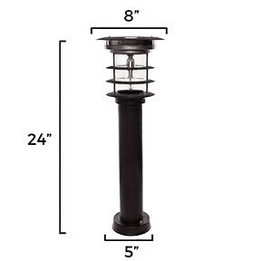 Gama Sonic Solar Pathway Light - Stainless Steel Bollard LED Outdoor Lamp, Waterproof Landscape Lighting for Garden, Yard, Driveway, Walkway (GS-214) - Perfect for Patio, Deck, Poolside & Pathway Illumination