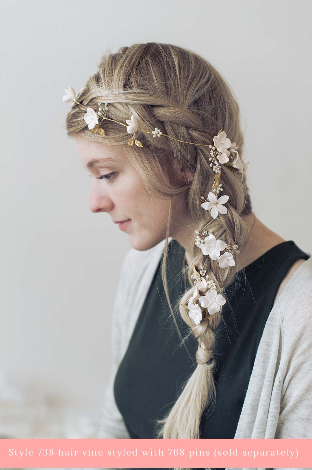 Elegant Sugar Blossom Hair Vine - Style #738 | Perfect for Weddings, Prom & Boho Bridal Hairstyles