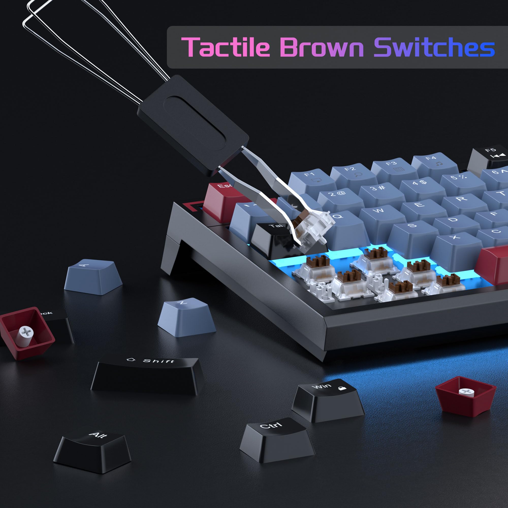 MageGee 87-Key Mechanical Gaming Keyboard with Blue LED Backlit & Brown Switches for PC/Mac - Compact TKL Design for Office & Gaming