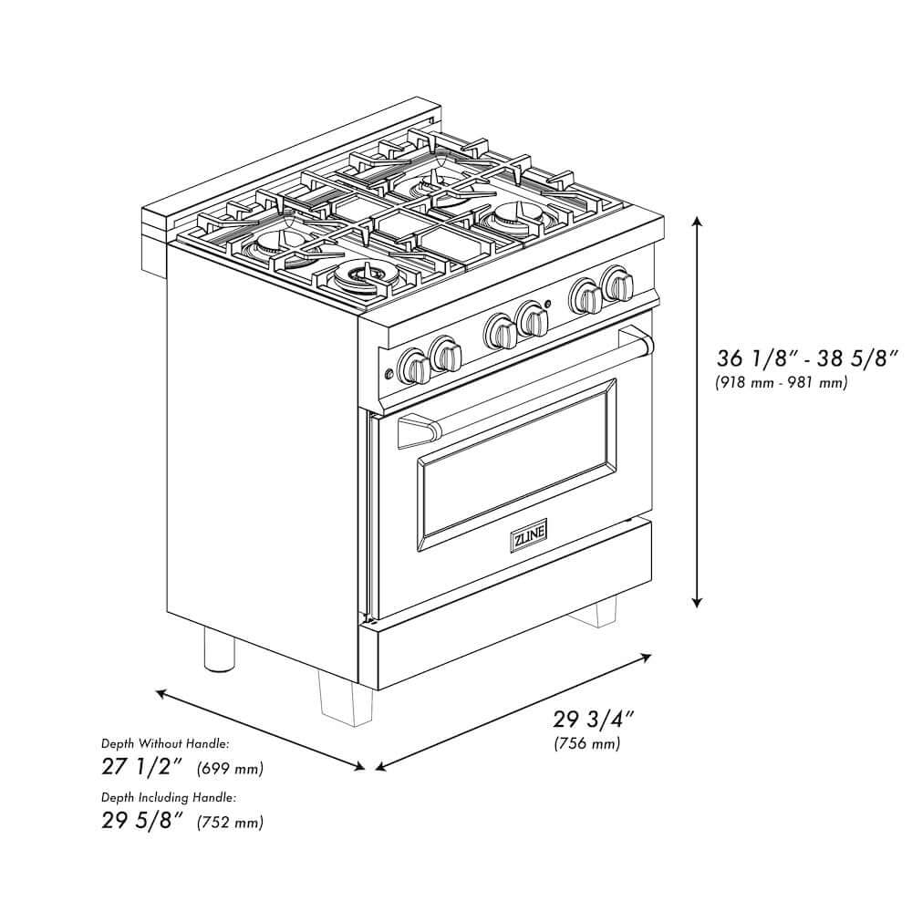 ZLINE 30-inch Stainless Steel Dual Fuel Range with White Matte Door & Convertible Vent Hood - Professional Kitchen Package for Home Chefs & Cooking Enthusiasts | Perfect for Modern Kitchens & Gourmet Cooking