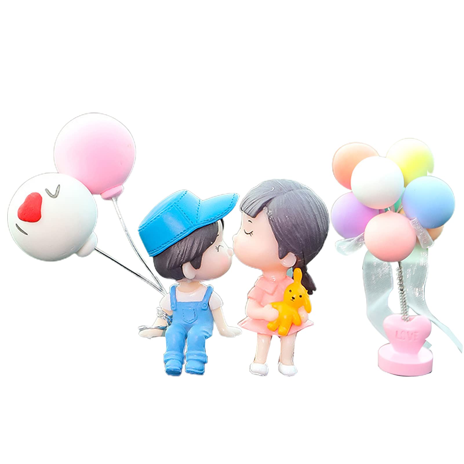 VALINK Cute Cartoon Couple Car Decor Figurines - Romantic Balloon Ornament for Dashboard, Car Interior Decoration - Perfect Gift for Couples, Anniversary & Valentine's Day - Use for Car Accessories, Home Decor & Party Decorations
