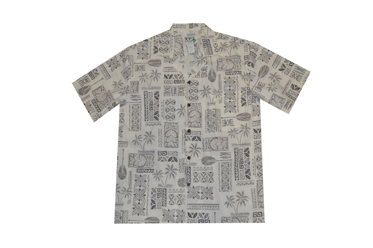 Traditional Tapa Cotton Men's Aloha Shirt | Hawaiian Style Short Sleeve Button Down | Perfect for Beach Vacation, Luau Party & Summer Casual Wear