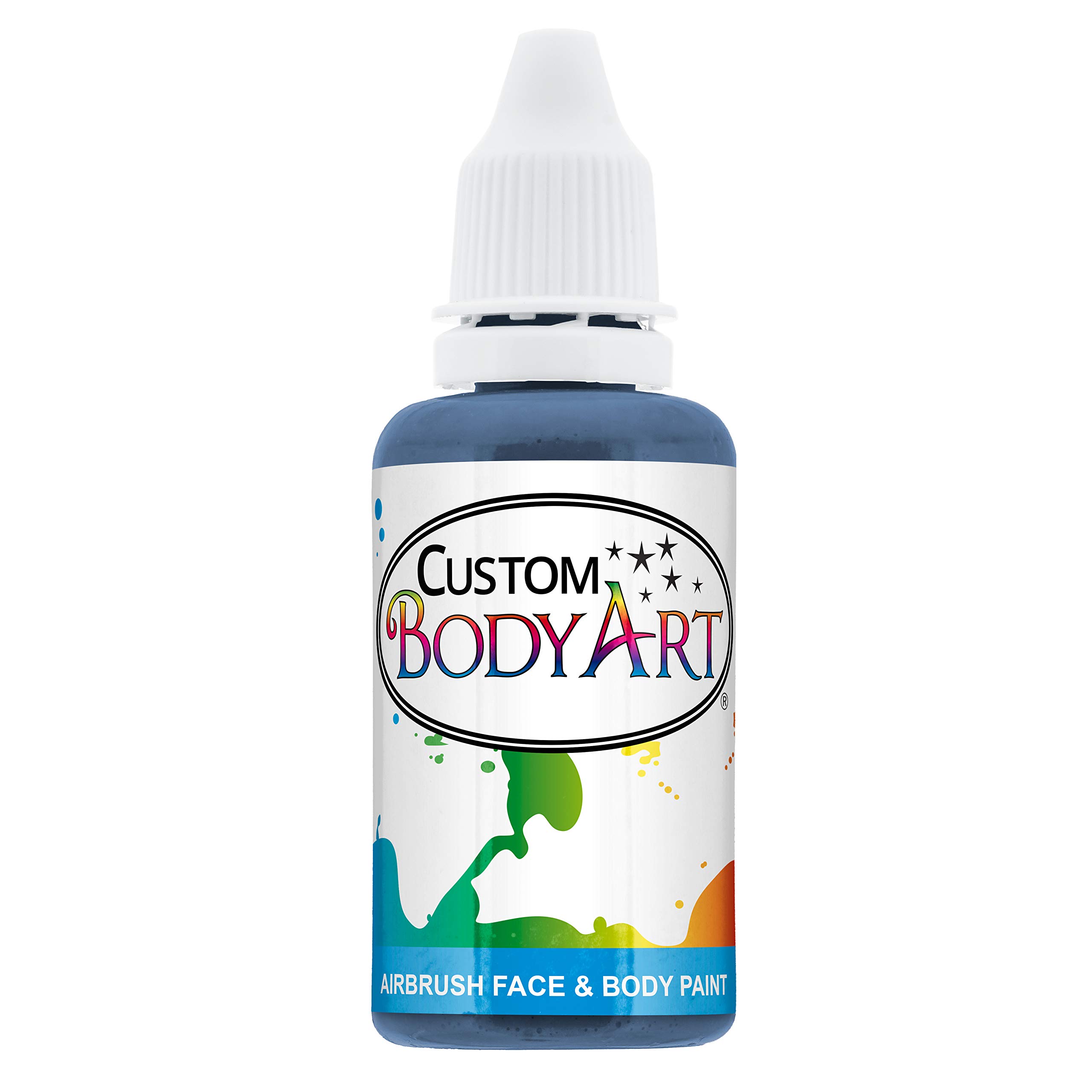 Custom 1-Oz Blue Water-Based Airbrush Body Paint - Professional Face & Body Art Makeup for Halloween, Cosplay, and Special Effects