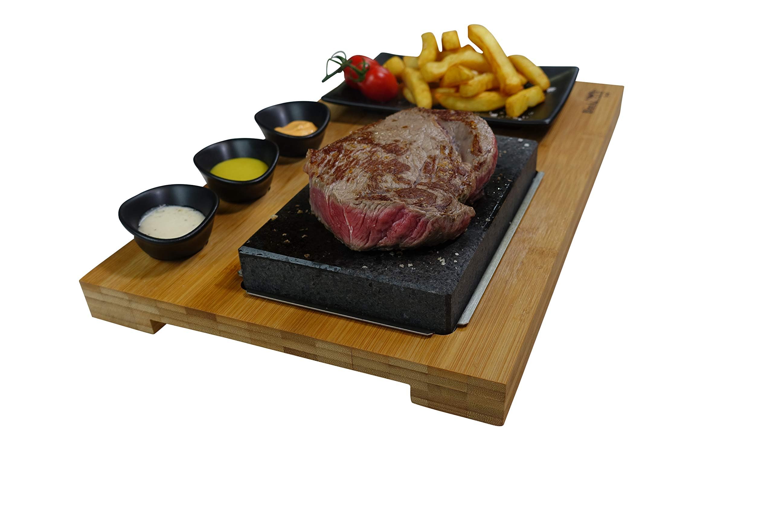 Premium Black Rock Grill Steak Stone Set - Natural Lava Rock Cooking Kit for Perfectly Seared Steaks & Meals | Includes Accessories & Gift Box | Ideal for Outdoor BBQs, Camping & Home Dining Experiences