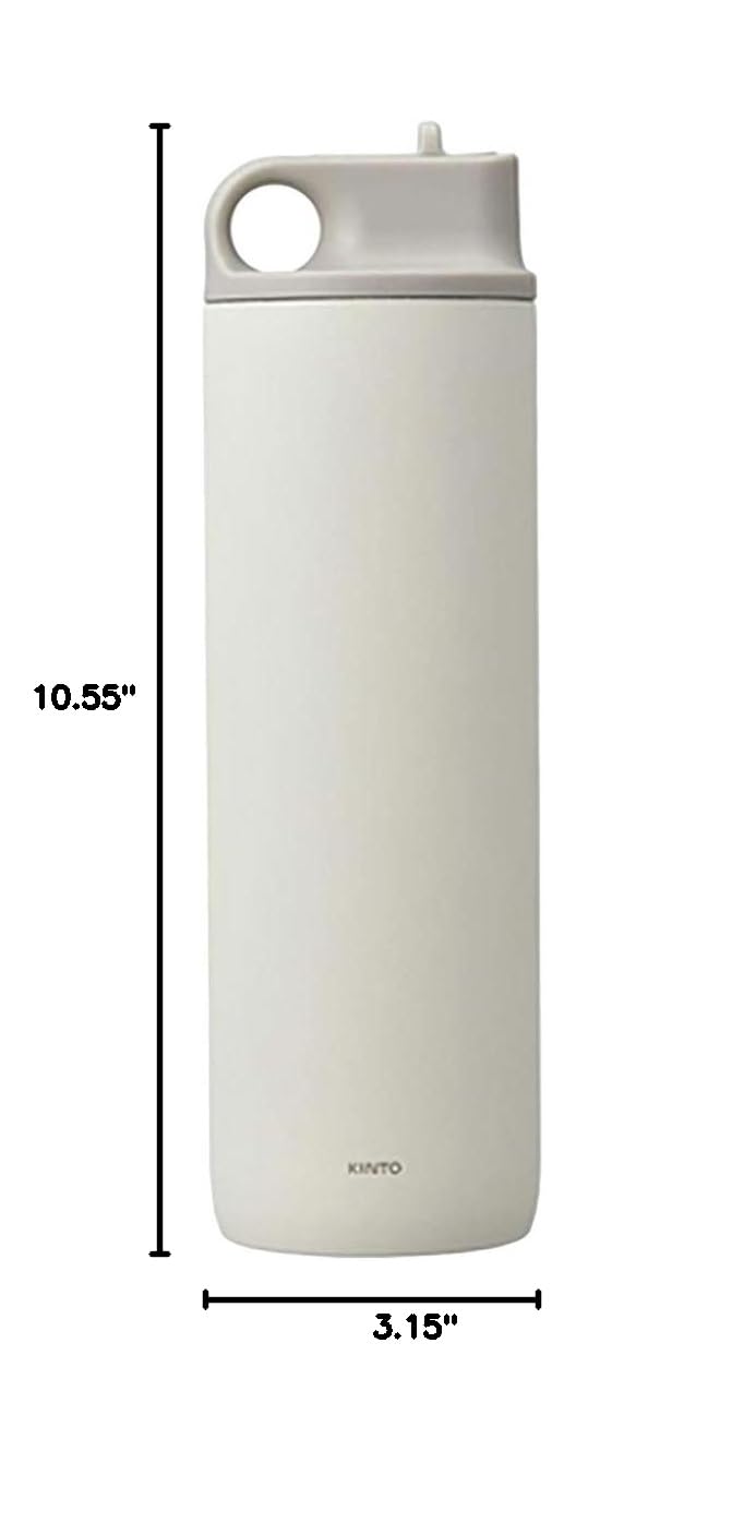 Kinto Active Tumbler 20oz (600ml) Insulated Stainless Steel Water Bottle - Sand Beige | Leakproof Travel Mug for Coffee, Tea & Cold Drinks | Gym, Office & Outdoor Use
