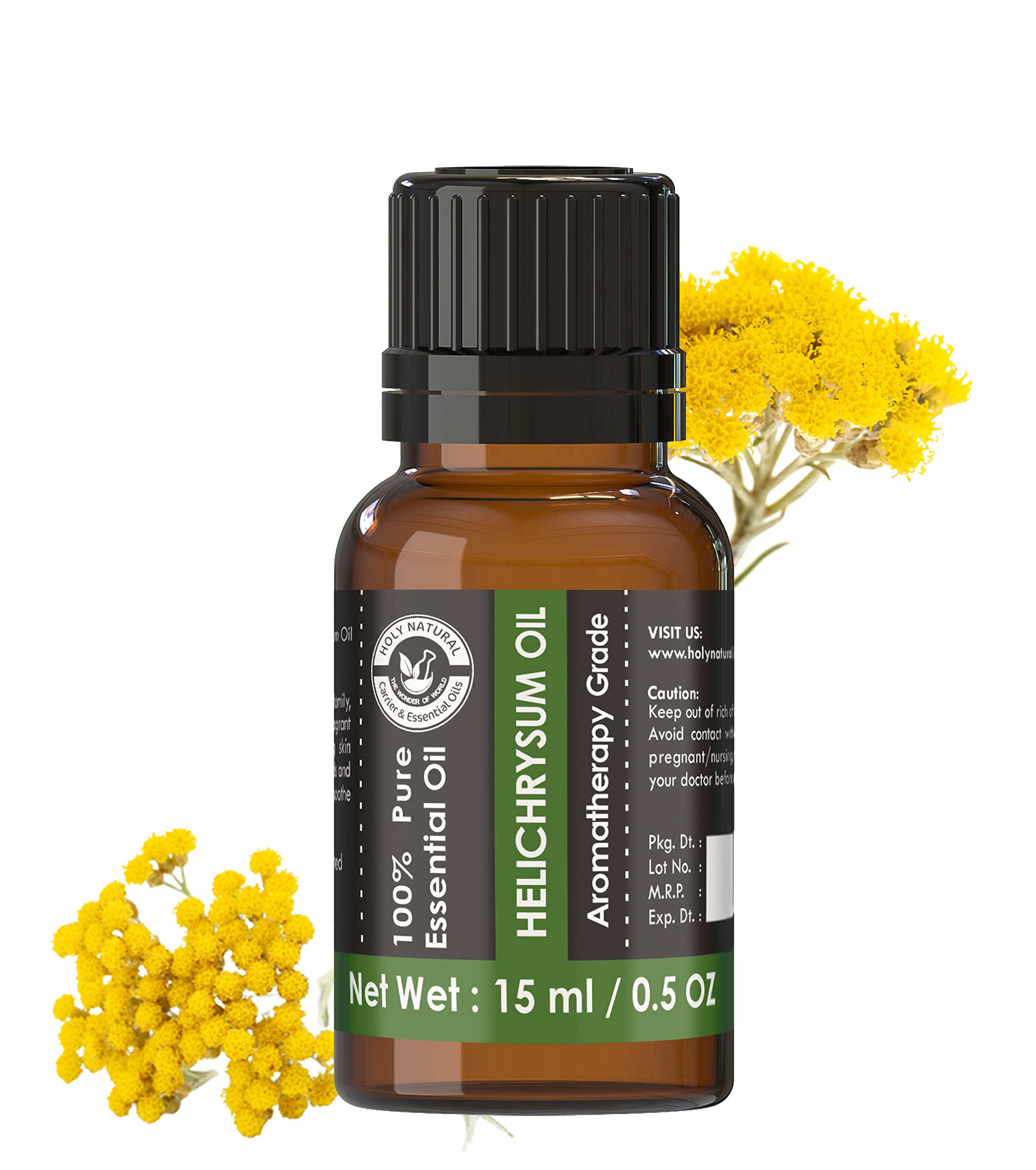 Pure Helichrysum Essential Oil 15ml - 100% Undiluted Therapeutic Grade for Skin Care, Aromatherapy & Relaxation | Helps Reduce Stretch Marks, Scars & Burns | Promotes Clear Breathing | Includes Dropper Plug | Perfect for Massage, Diffusers & DIY Beauty Products