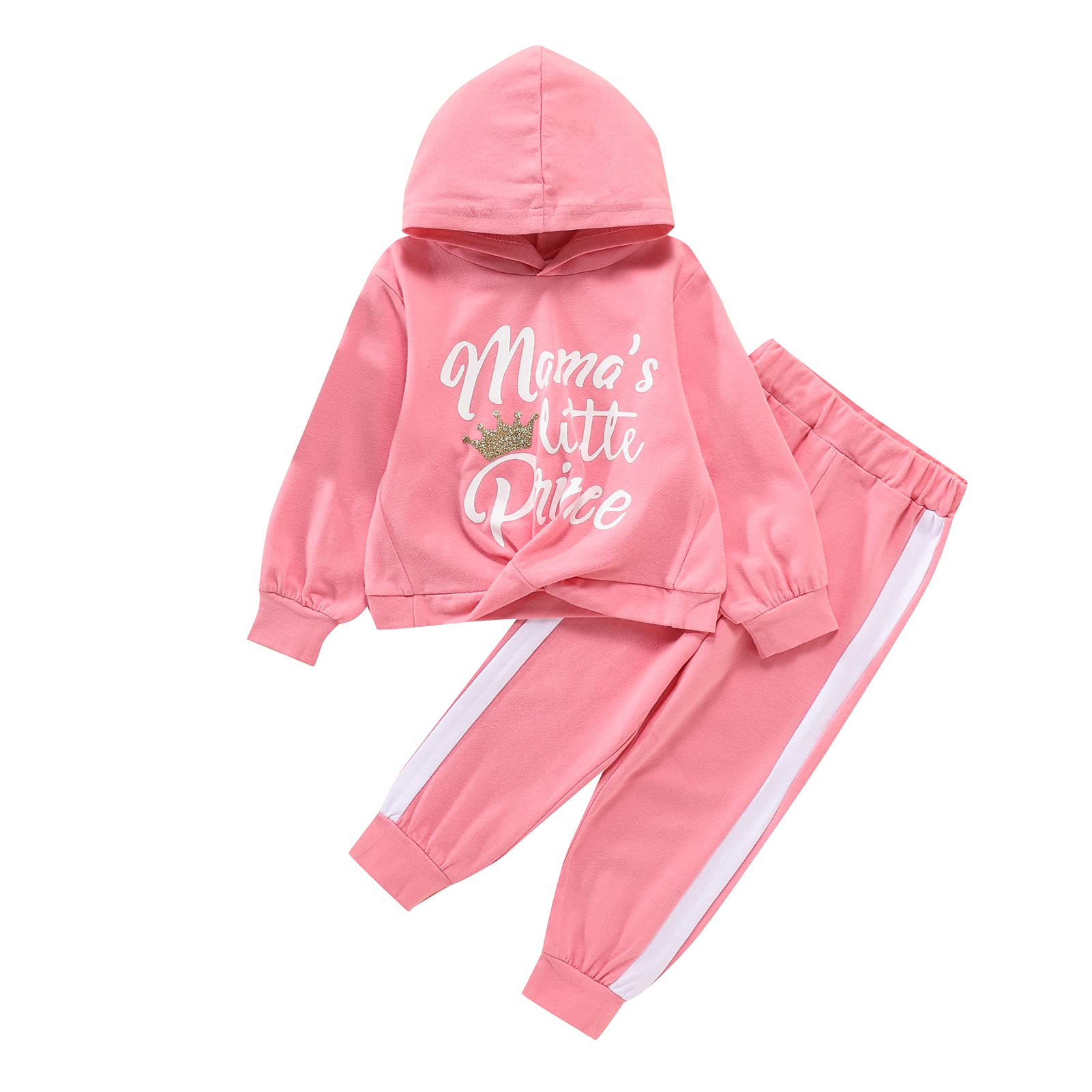 Kidikidi Girls Fleece Hoodie & Jogging Pants Set - Toddler Spring Autumn Outfit (Pink, 1-2 Years) - Cozy Playtime & Outdoor Activities