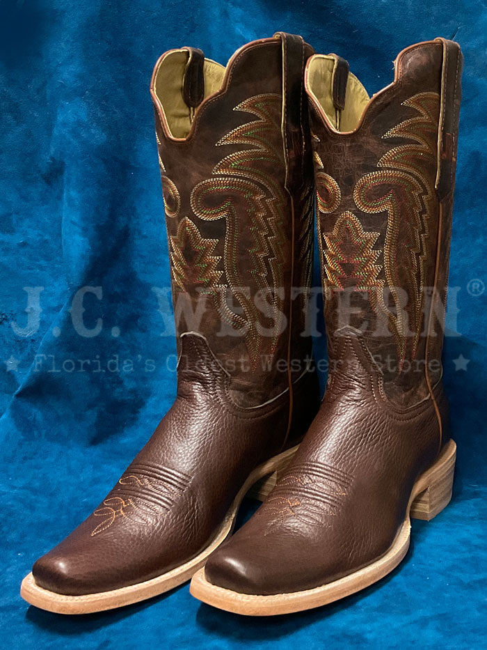 R.Watson RW7302 Men's Narrow Square Toe Deer Leather Boots in Chocolate Bark - Perfect for Outdoor Hiking and Casual Wear