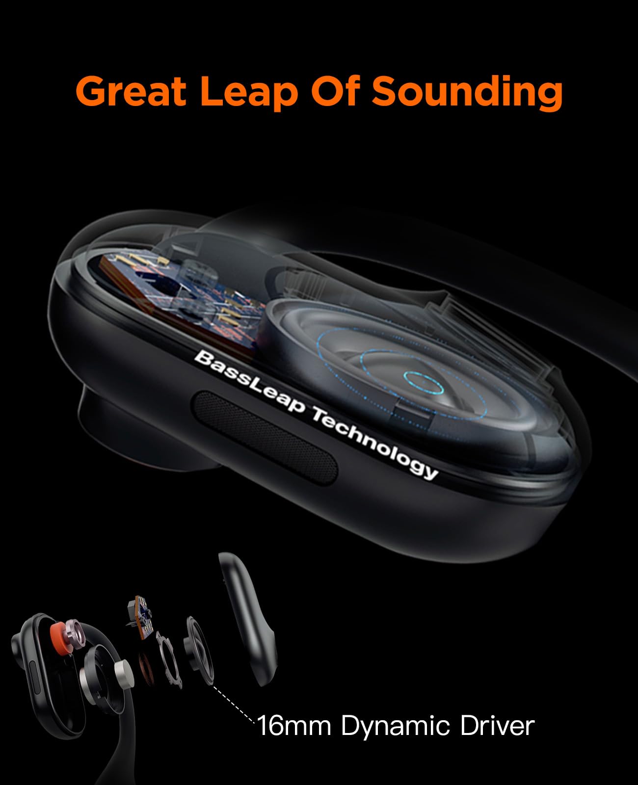 Pilot P100b Wireless Open Ear Headphones with Microphone - 50dB ENC Noise Cancelling for Calls, Boom Mic & Mute Button - Compatible with PC, Phone, Laptop - Ideal for WFH, Mobile Office, Online Meetings, Video Calls & Gaming