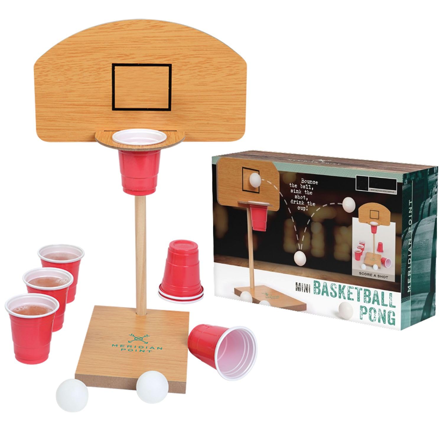 Mini Tabletop Basketball Pong Game Set - 6 Red Cups, 3 Ping Pong Balls & Mini Basketballs for Indoor Fun | Perfect for Office, Home & Party Games | Desktop Basketball Accessories for Adults & Kids