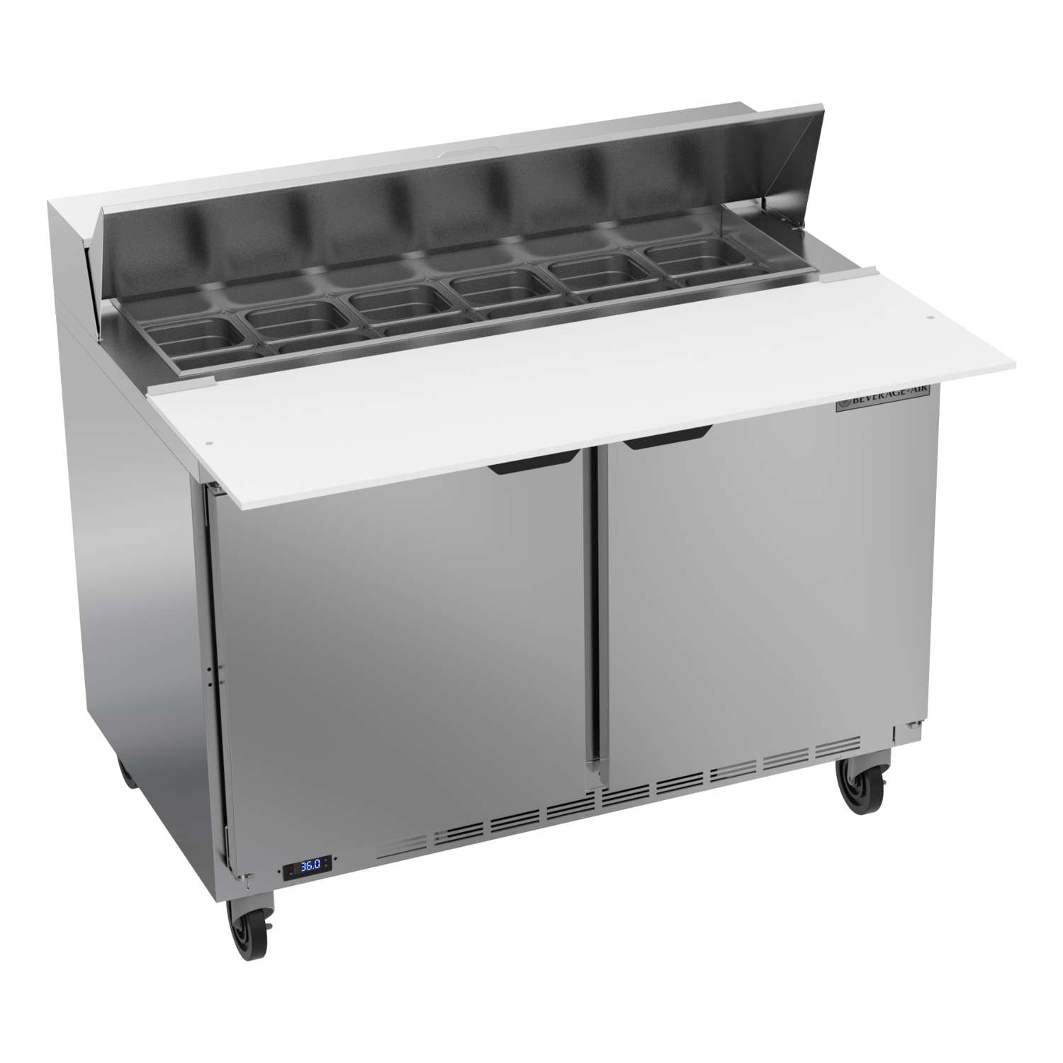 Beverage Air SPE48HC 48-Inch Hydrocarbon Series Commercial Sandwich Prep Table - Energy Efficient Refrigerated Workstation for Delis, Cafes & Restaurants