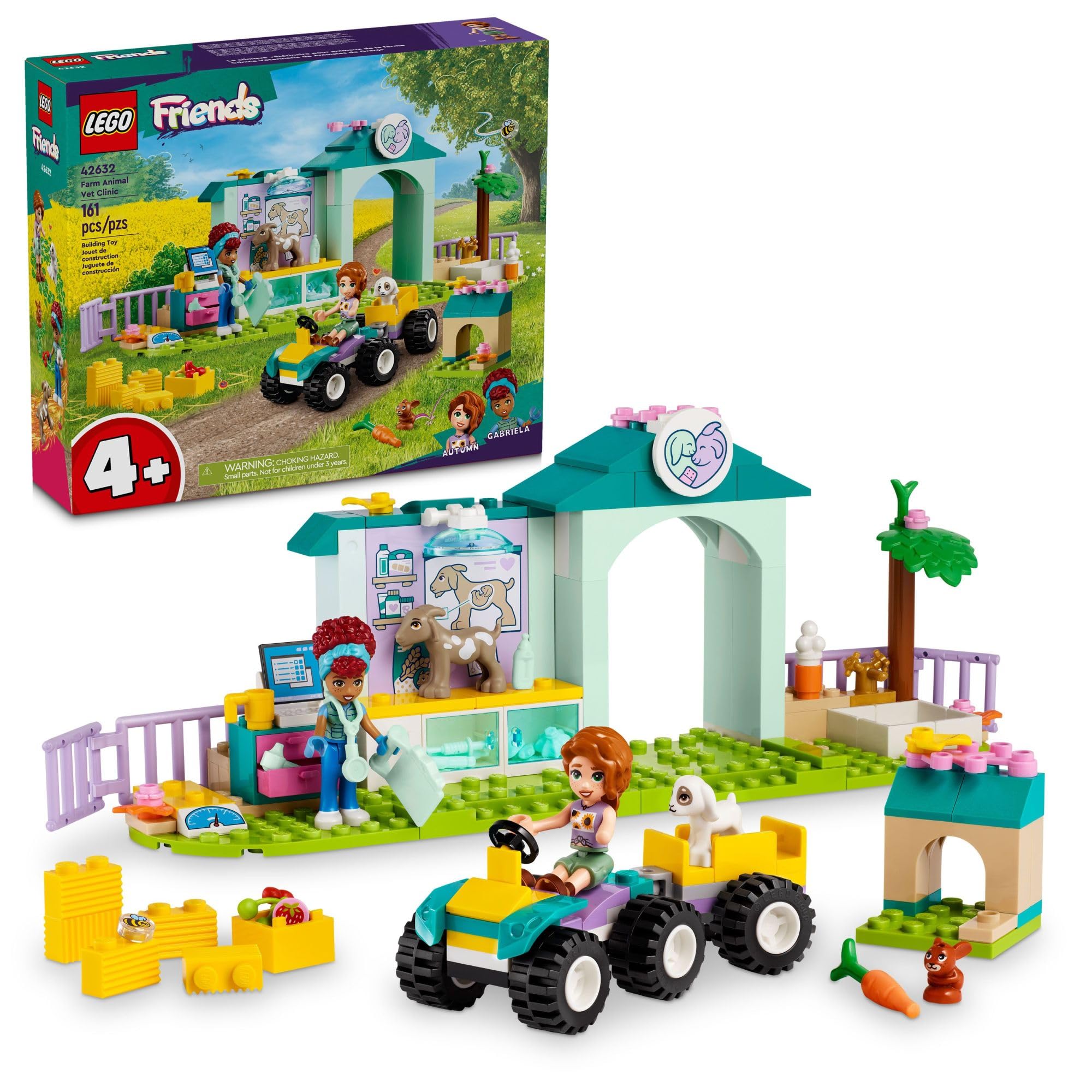 LEGO Friends Farm Animal Vet Clinic Toy Building Set - Pretend Play Veterinary Kit with 2 Mini-Doll Figures & 3 Animal Figures - Best Educational Gift for 4 Year Old Girls & Boys (Model 42632) - Perfect for Farm-Themed Role Play and STEM Learning Activities