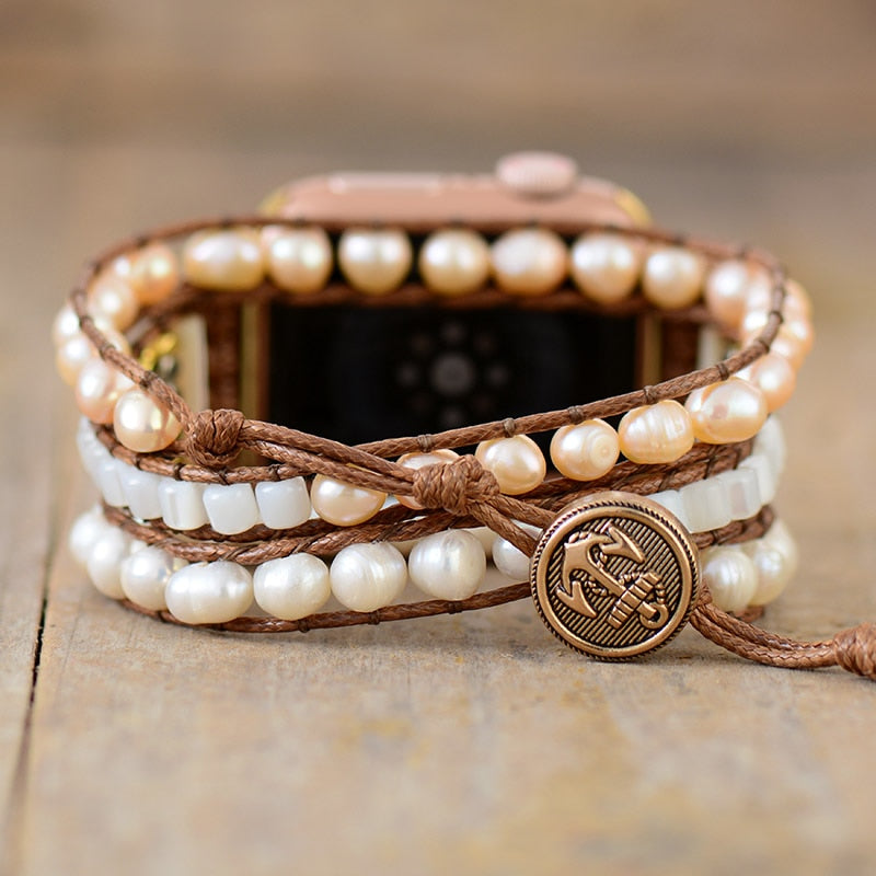 Handmade Pearl Bracelet for Men and Women - Elegant Adjustable Pearl Strap for Casual & Formal Wear - Perfect for Parties, Weddings & Everyday Fashion