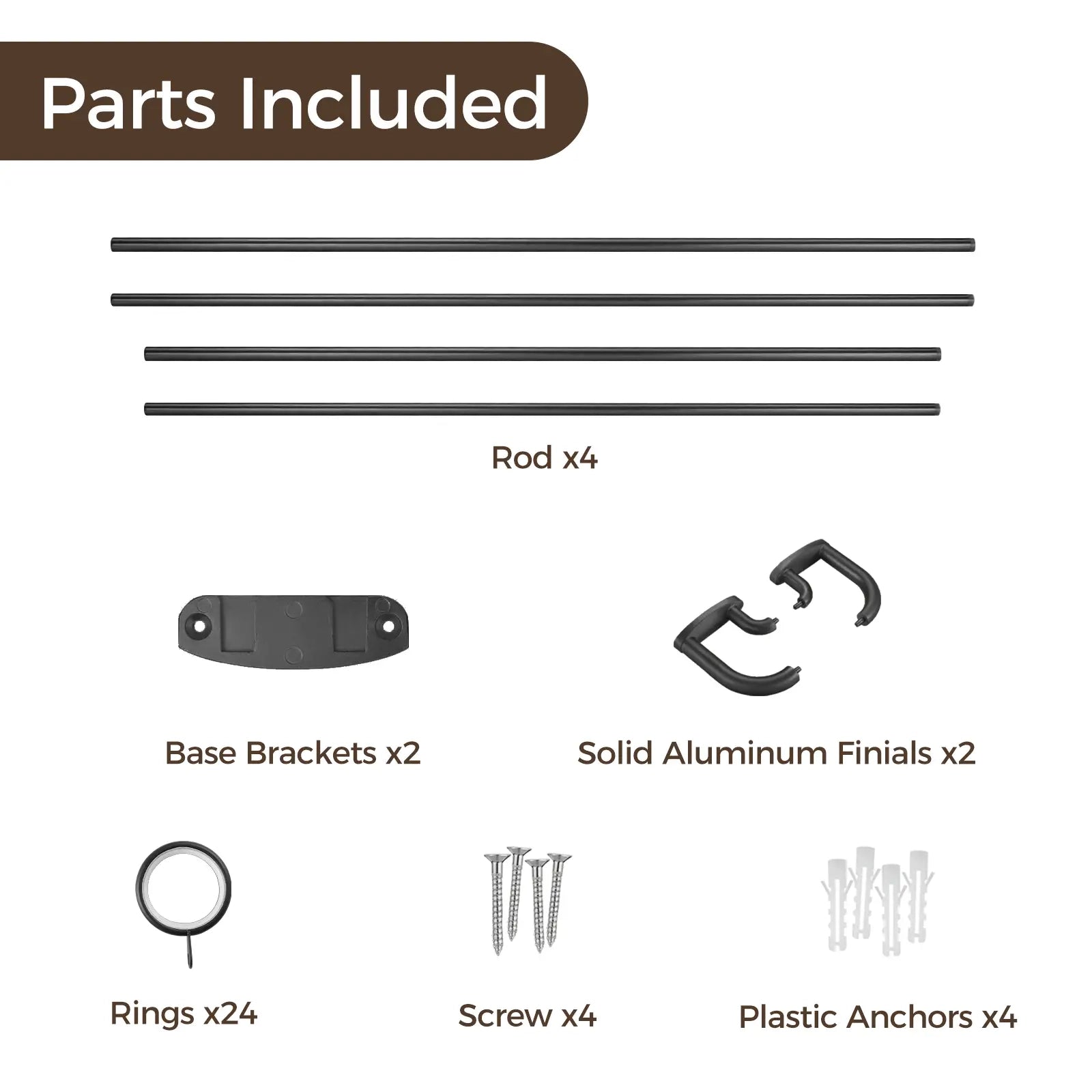 Jaylon Adjustable Double Curtain Rod with Rings - Extendable Drapery Rod for Windows, Perfect for Layering Sheer & Blackout Curtains in Living Room or Bedroom