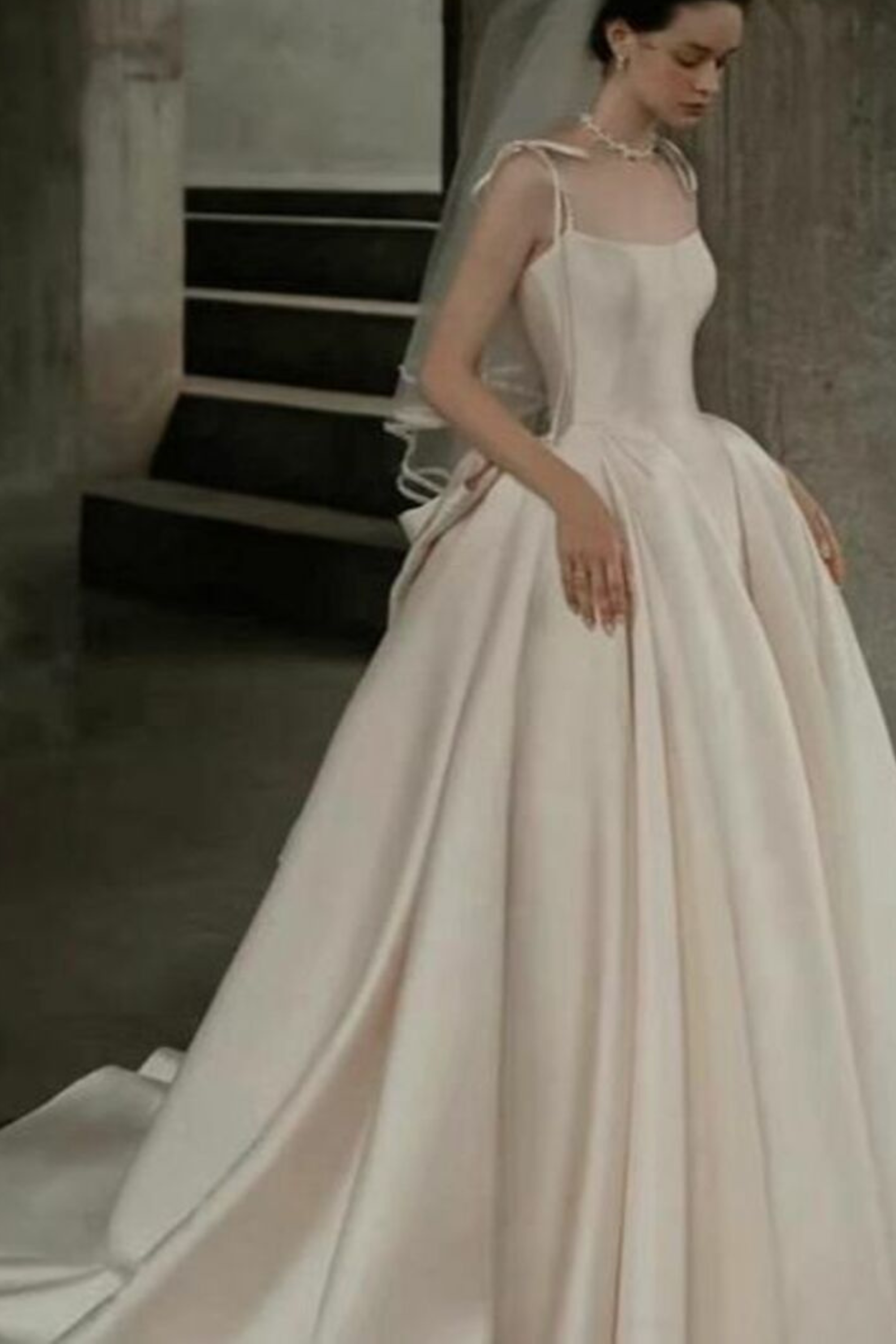 Elegant Champagne A-Line Satin Dress for Women - Perfect for Weddings, Parties & Special Occasions
