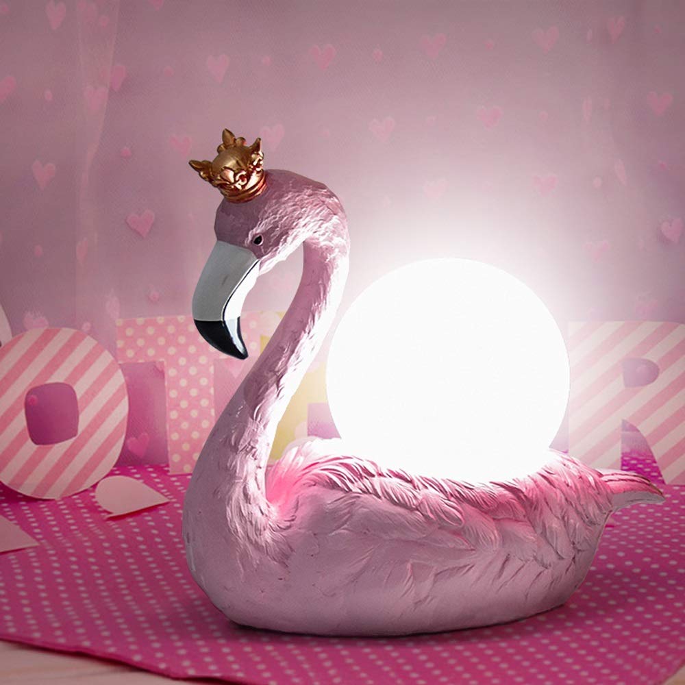 Flamingo Table Lamp - Modern Nordic Style Bedside Lamp for Bedroom, Warm White Light, Romantic & Creative Desk Lamp for Wedding, Princess Room Decor - Perfect for Bedrooms, Living Rooms, and Home Office Lighting