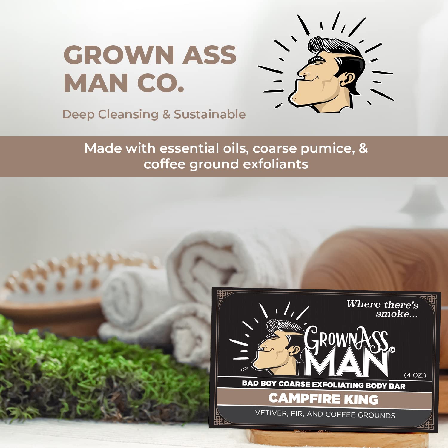 Campfire King Body Bars - Coarse Exfoliating Soap for Men & Women | Natural Skincare for Dry Skin & Rough Areas | Perfect for Post-Workout, Camping & Outdoor Adventures