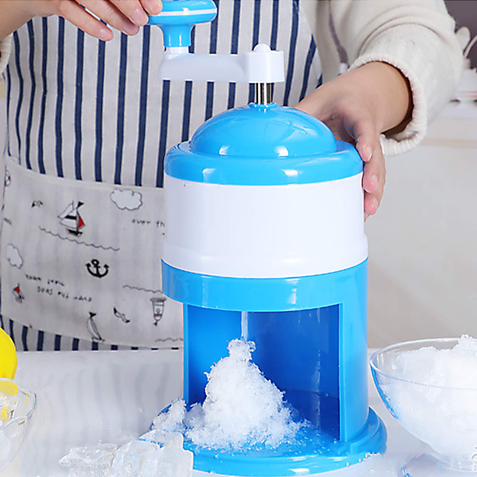 Premium Manual Ice Crusher - Large Capacity Hand Crank Snow Cone Maker & Shaved Ice Machine for Cocktails, Smoothies & Summer Drinks (Blue) - Perfect for Home Bars, Parties & Outdoor Events