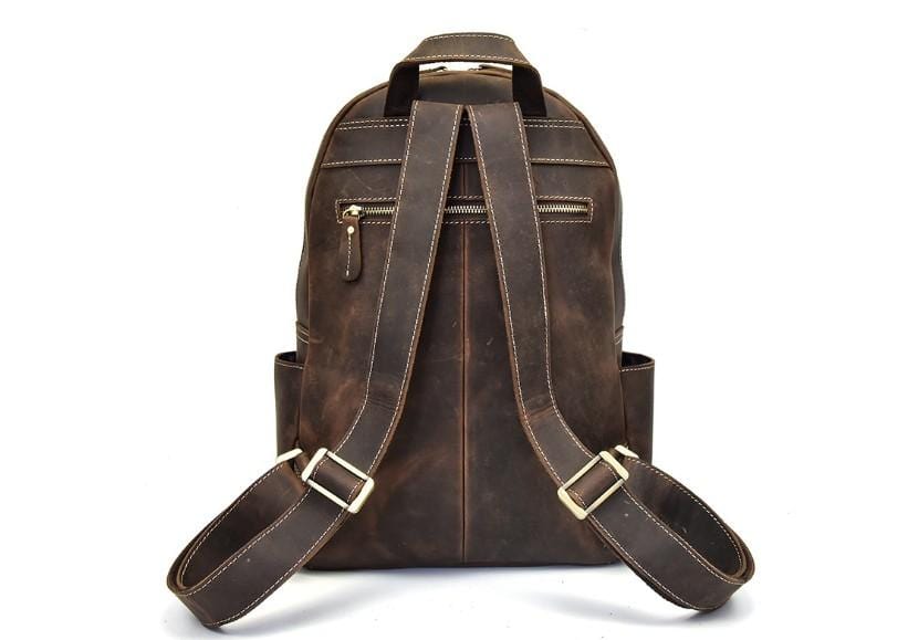 Stylish Women's & Men's Genuine Leather Laptop Backpack - Professional Work Bag for Office, College & Travel - 15.6 Inch Laptop Compartment with USB Charging Port