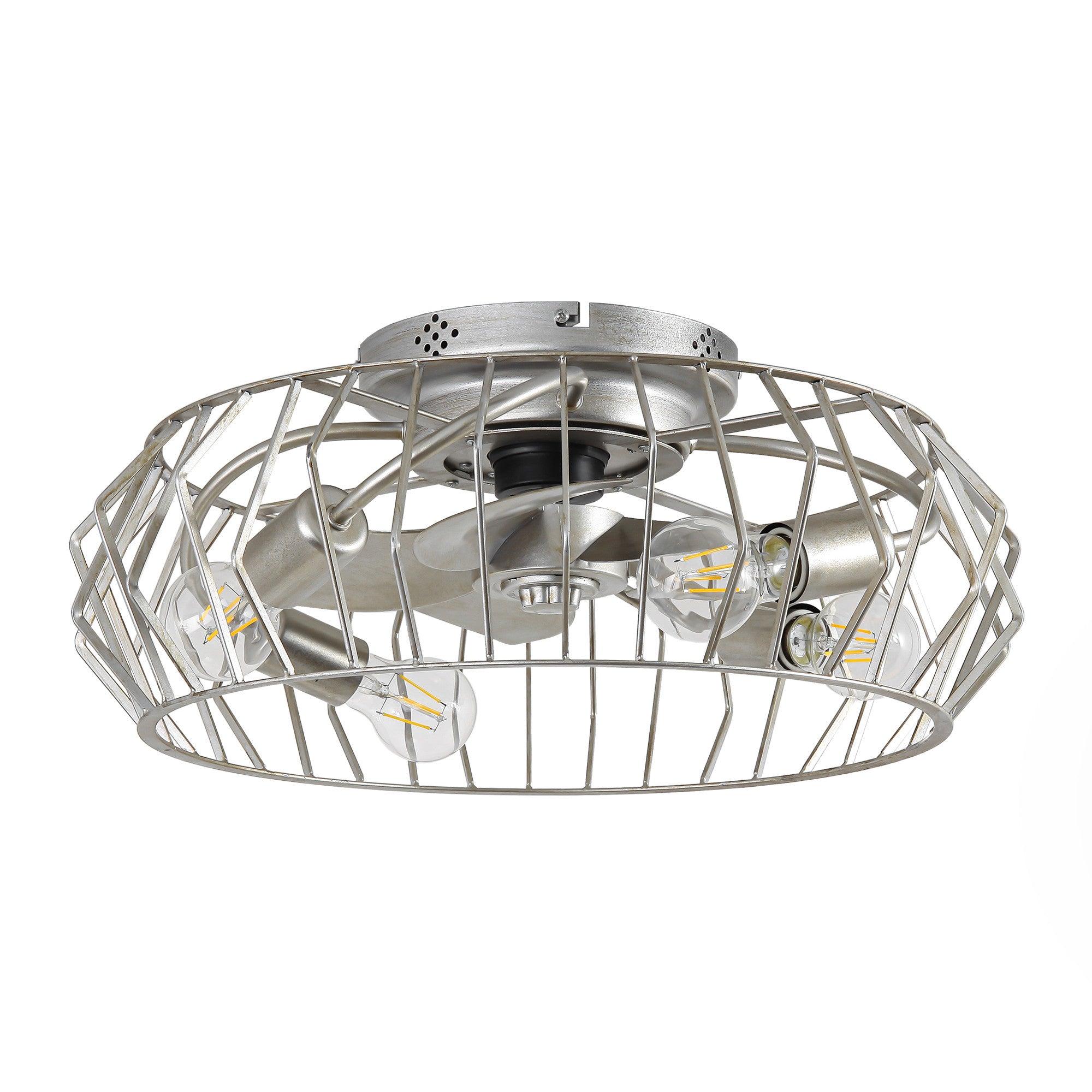 20 Inch Silver Flush Mount Ceiling Fan with Light - Smart APP & Remote Control - Perfect for Bedroom, Living Room & Office - Energy Efficient & Quiet Operation