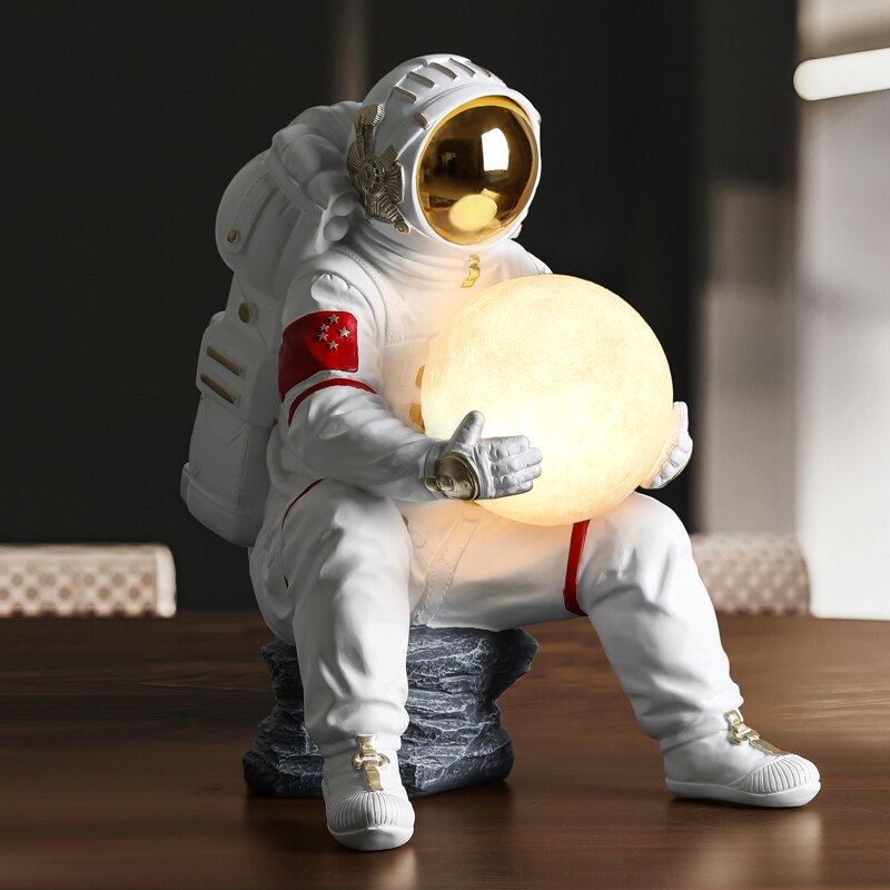 Astronaut Sculpture Statue Light - Unique LED Night Light for Home & Office Decor | Space-Themed Gift for Kids & Adults | Perfect for Bedroom, Living Room & Nursery