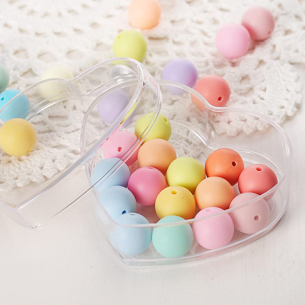 BESPORTBLE 5-Piece Heart Shaped Clear Candy Jewelry Storage Box - 8.5x8x4cm Transparent Wedding Favor Container - Perfect for Bridal Showers, Birthday Party Favors & Gift Packaging