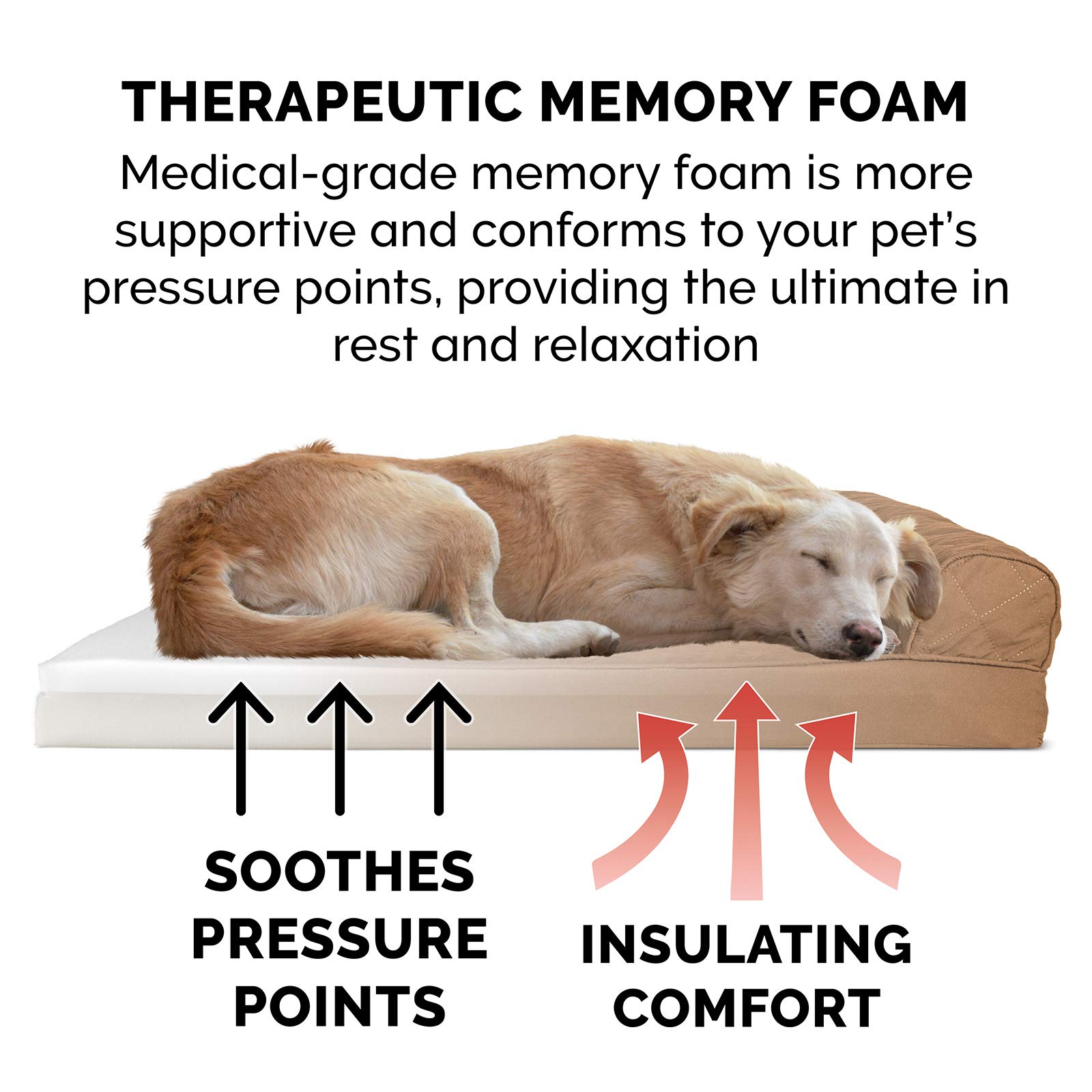 Furhaven Orthopedic Memory Foam Dog Bed for Large Dogs up to 95 lbs - Removable Bolster & Machine Washable Cover - Quilted Sofa Design in Toasted Brown (Jumbo/XL) - Perfect for Living Room, Bedroom or Pet-Friendly Office Spaces