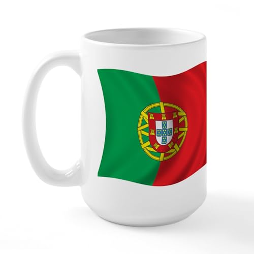 White - Wavy Portugal Flag Large Mug