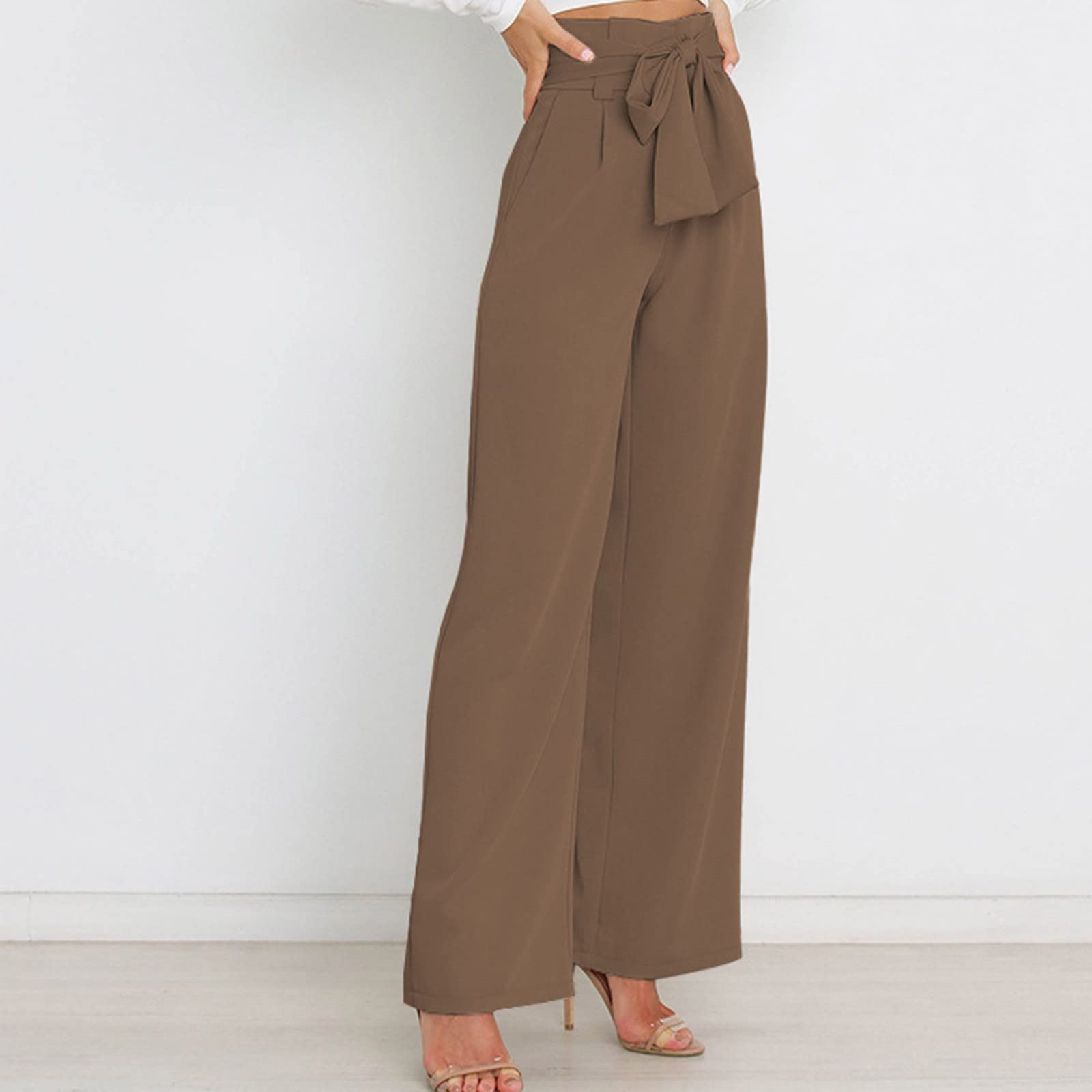Qeaghou Women's High Waisted Wide Leg Palazzo Pants - 2024 Business Casual Work Slacks & Tailored Dress Pants for Office, Professional Meetings & Smart Casual Outfits