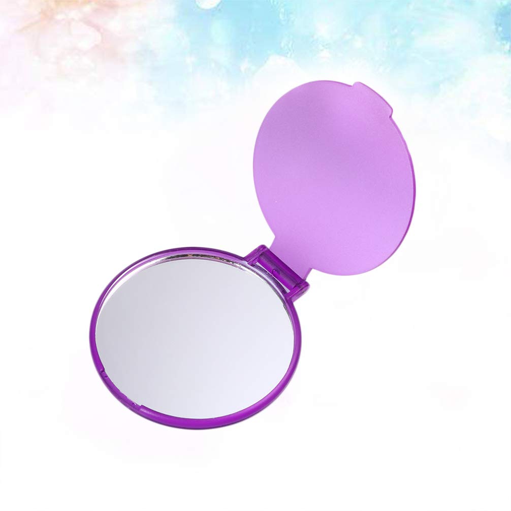 HEALLILY 24 Pcs Folding Pocket Mirror - Round Compact Makeup Mirror for Women, Mothers & Kids - Portable Travel Mirror with Case - Perfect Gift for Birthdays, Christmas & Travel (Purple)
