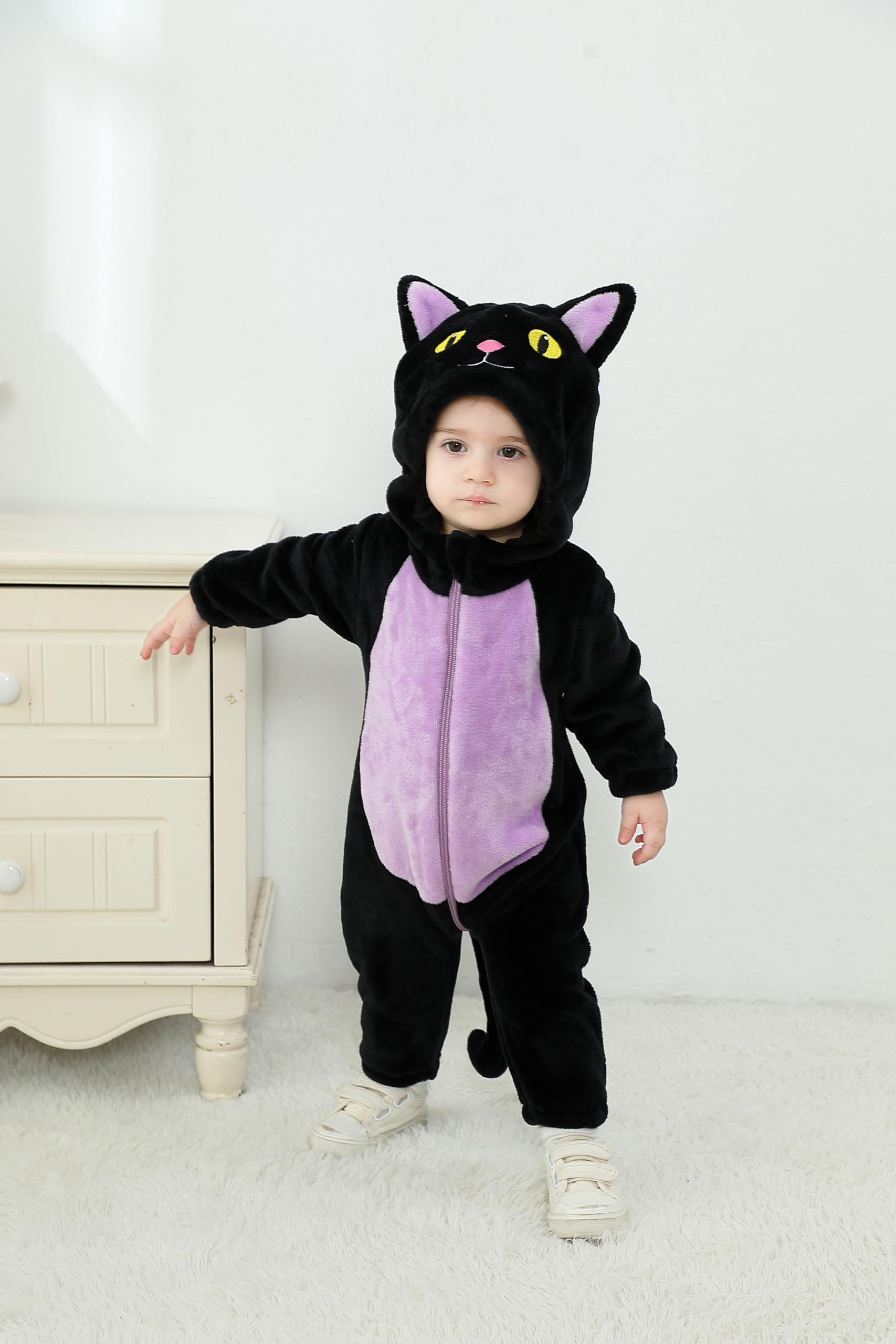 Eadrioss Black Cat Costume for Toddler - Soft & Warm Halloween Outfit for Baby Girls & Boys | Perfect for Halloween Parties, Trick-or-Treating & Winter Photoshoots