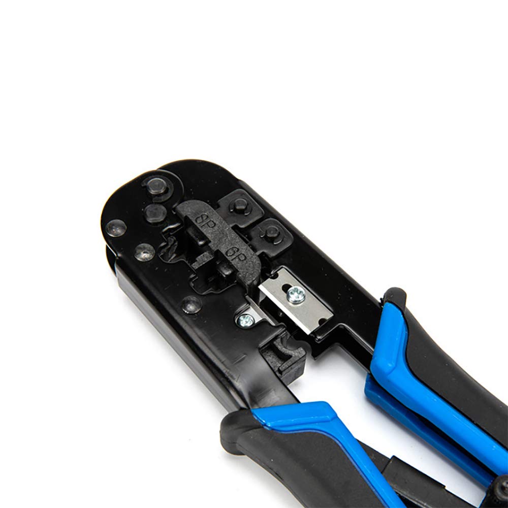 Professional RJ45 Crimp Tool Kit for Cat5/Cat5e Ethernet Cables - Includes RJ-11 & 8P/RJ-45 Crimper, Cutter, Stripper with 20PCS Connectors & 20PCS Covers - Perfect for Network Installation, Cable Repair & DIY Home/Office Wiring Projects