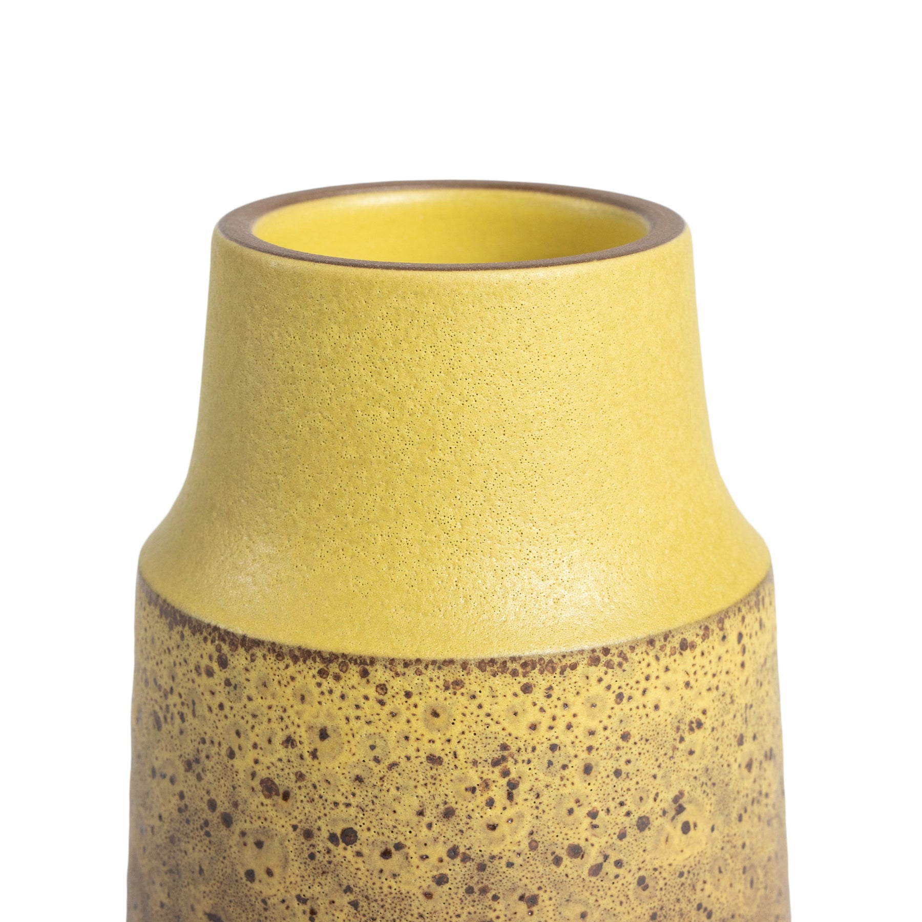 Ochre and Matte Brown Ceramic Neck Vase - Elegant Home Decor for Living Room, Dining Table & Wedding Centerpieces