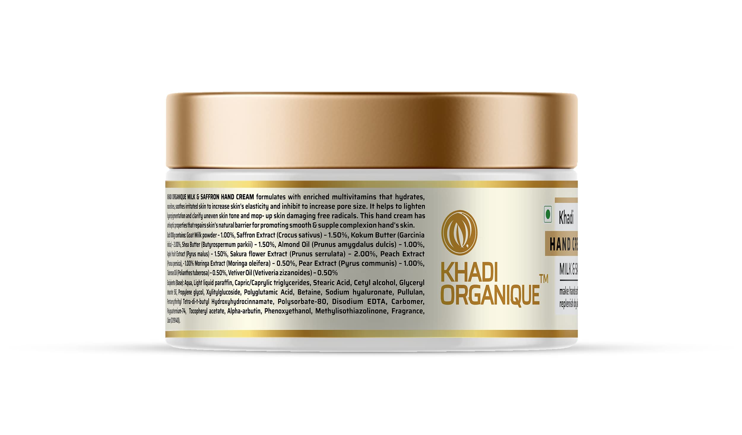 Khadi Organique Milk & Saffron Hand Cream for Dry, Rough Skin - 50GM | Natural Moisturizer for Cracked Hands | Perfect for Winter Care & Daily Hydration