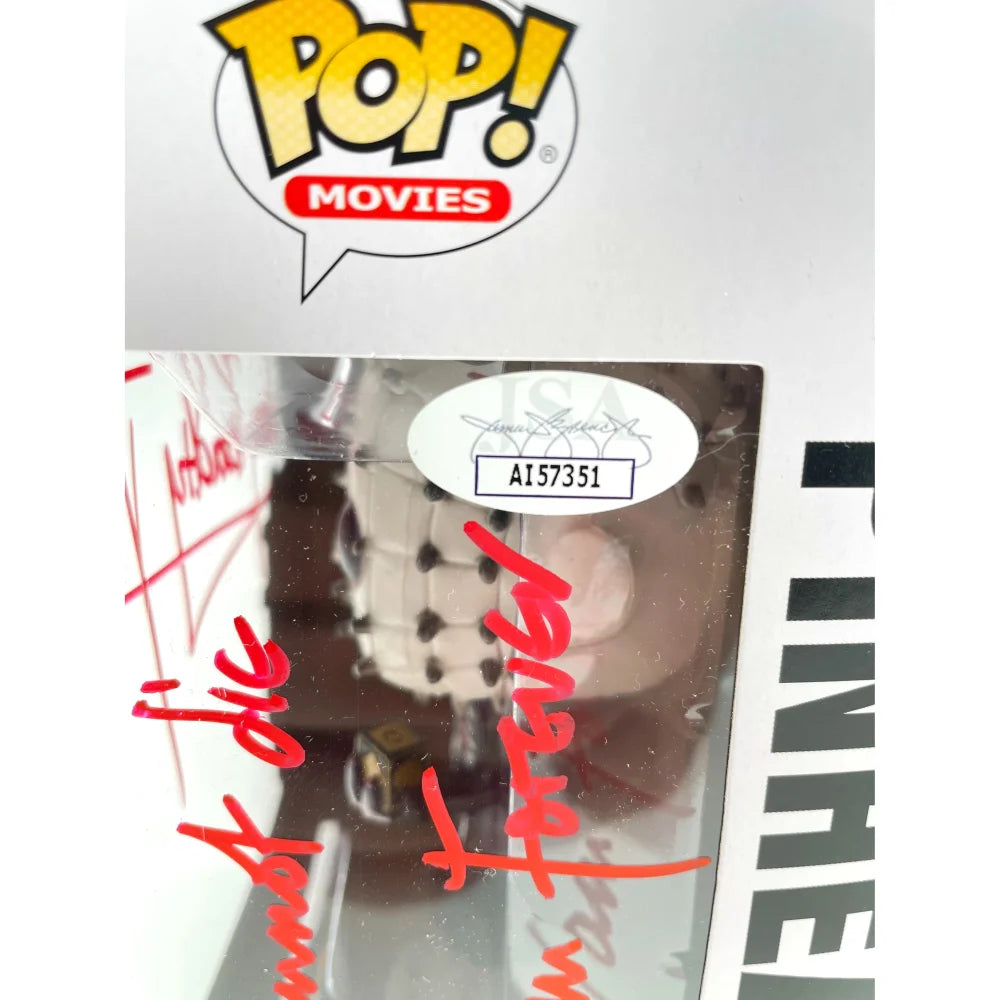 Doug Bradley Signed Pinhead Hellraiser Funko Pop - Autographed with 'Die Forever' Inscription & JSA COA - Horror Movie Collectible for Fans & Display