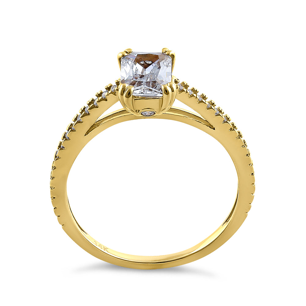 14K Yellow Gold Radiant Cut Cubic Zirconia Engagement Ring for Women - Elegant Wedding Band, Anniversary Gift & Promise Ring for Her