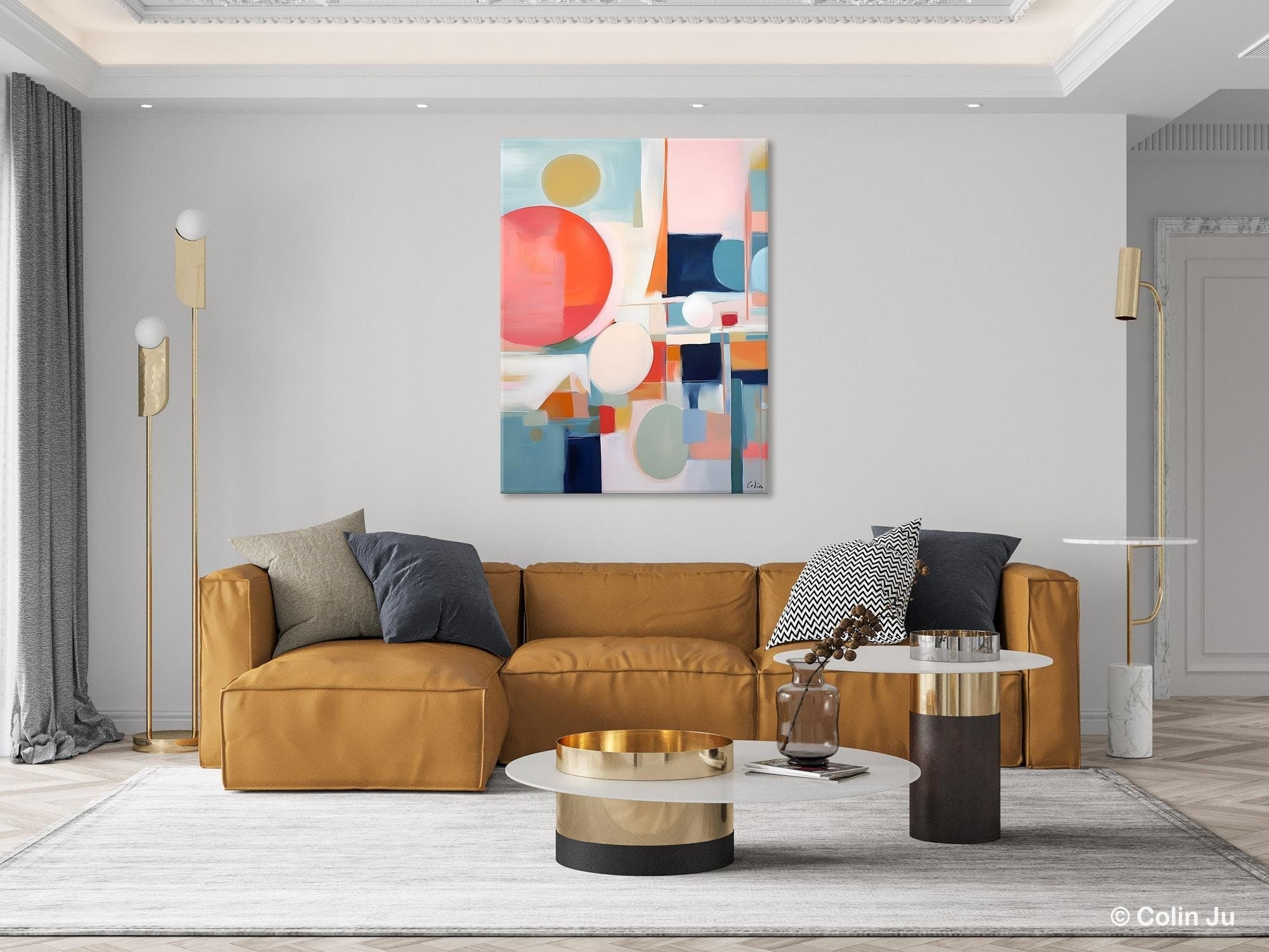 Large Contemporary Wall Art - Acrylic Painting on Canvas - Extra Large Modern Abstract Artwork for Dining Room Decor - Original Handmade Painting for Living Room, Bedroom & Office
