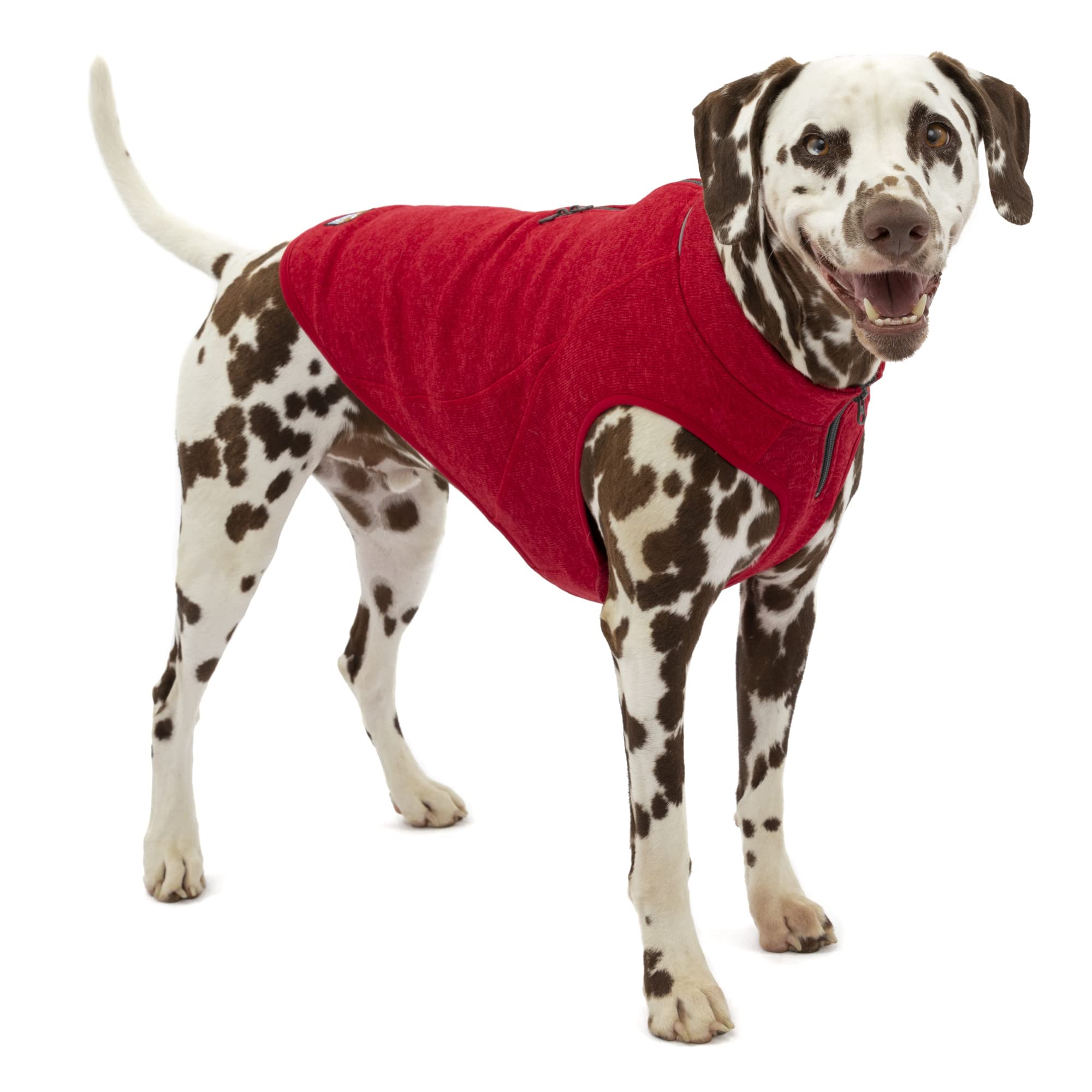 Kurgo Core Dog Sweater - Fleece-Lined Knit Winter Jacket for Large Dogs | Adjustable Neck & Harness Zipper | All-Season Pet Clothing (Heather Red, X-Large) - Perfect for Outdoor Walks, Cold Weather Protection & Stylish Daily Wear
