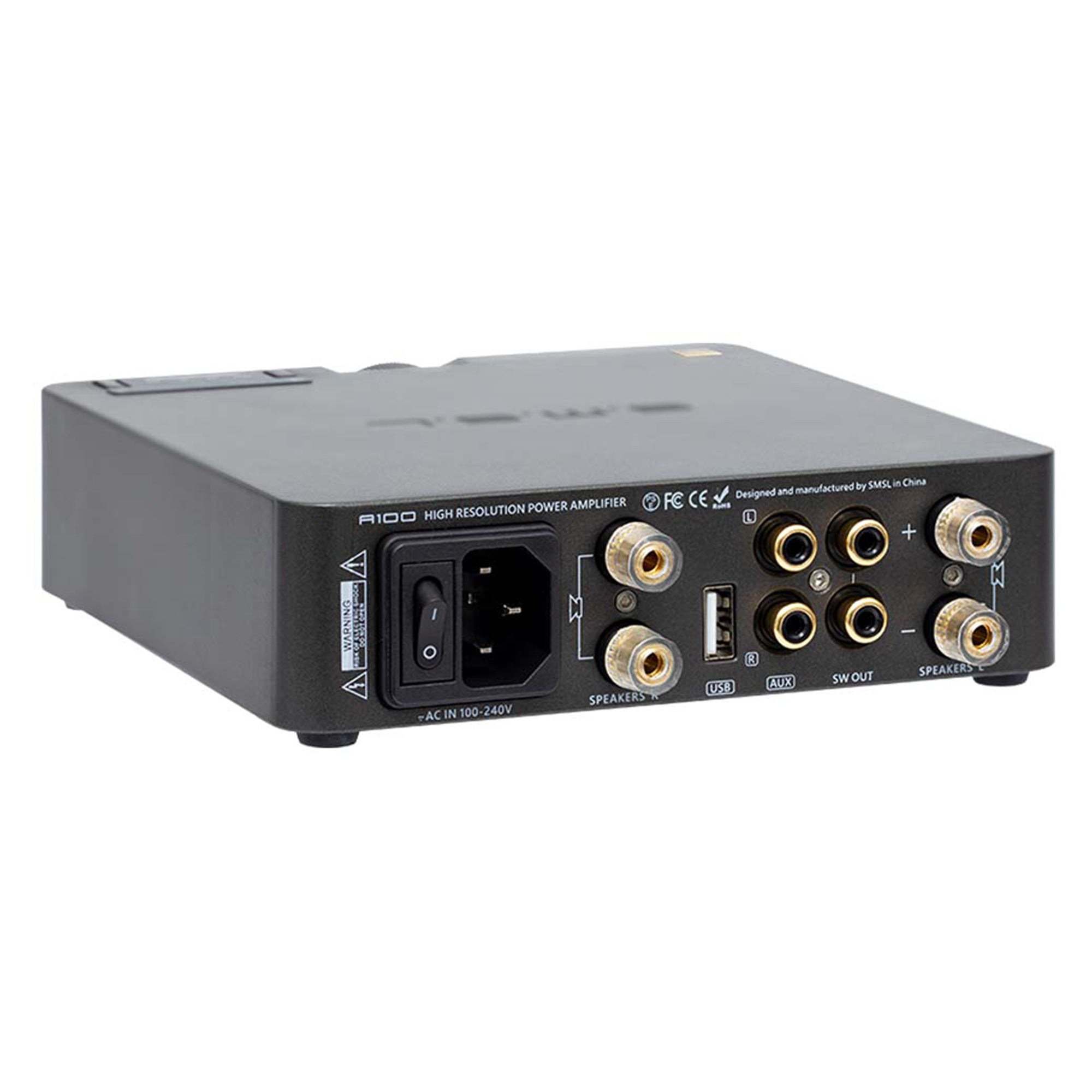 SMSL Audio A100 Bluetooth Power Amplifier - 2.1CH Hi-Fi Stereo Receiver with Wireless Streaming for Home Theater & Music Systems | Perfect for Living Room, Office & Studio Use