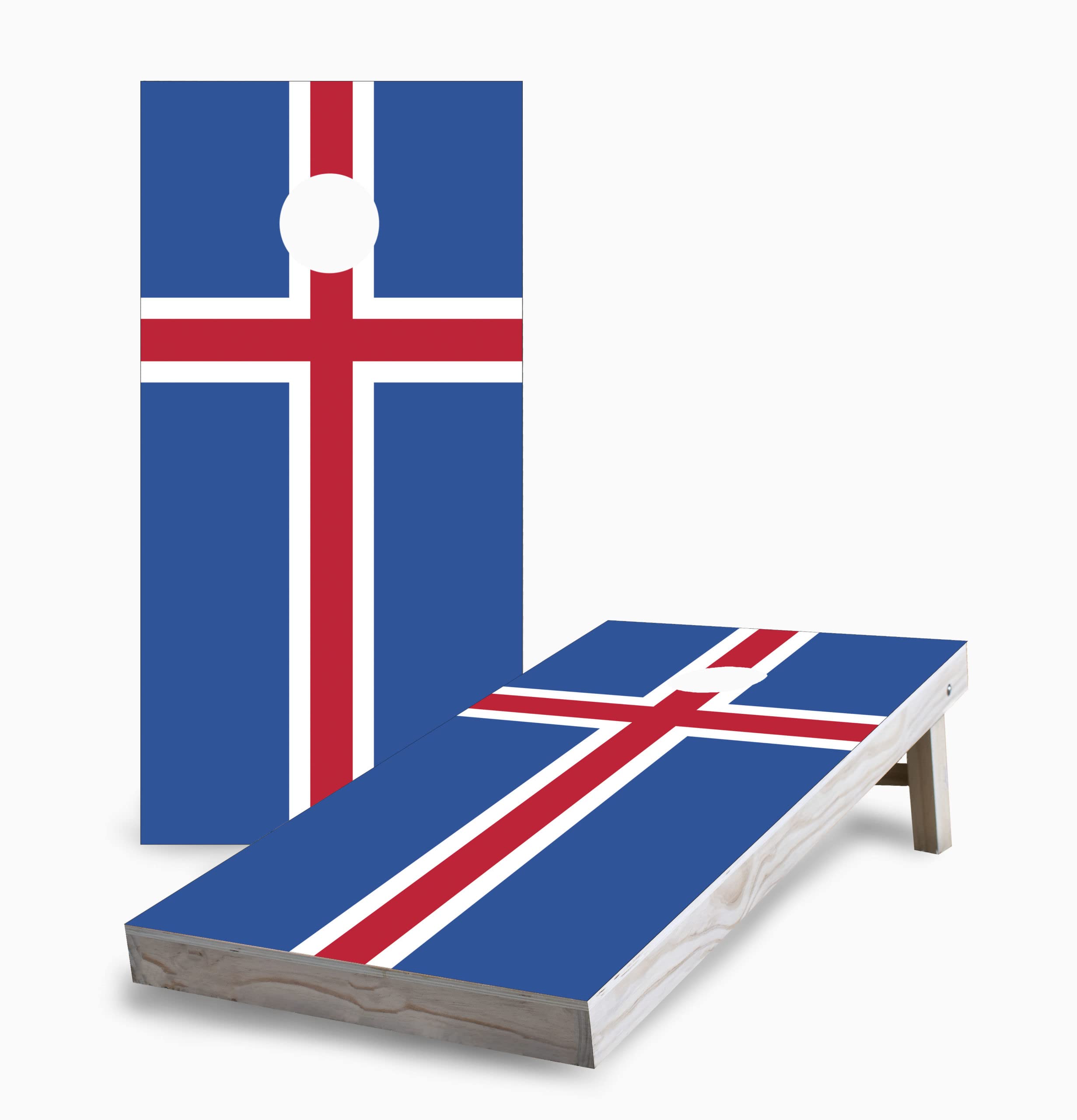 Skip's Garage Icelandic Flag Corn Hole Board Set - 2 Boards, 8 Bags & Accessories - Perfect for Backyard BBQs, Tailgating & Outdoor Parties