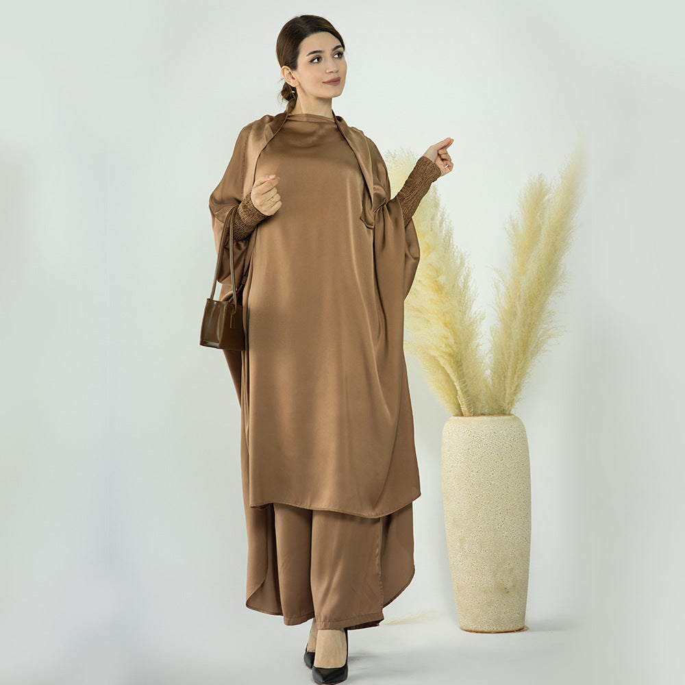 Stylish Solid Color Top & Wide Leg Pants 2-Piece Set for Women - Casual Outfit for Work, Travel & Everyday Wear