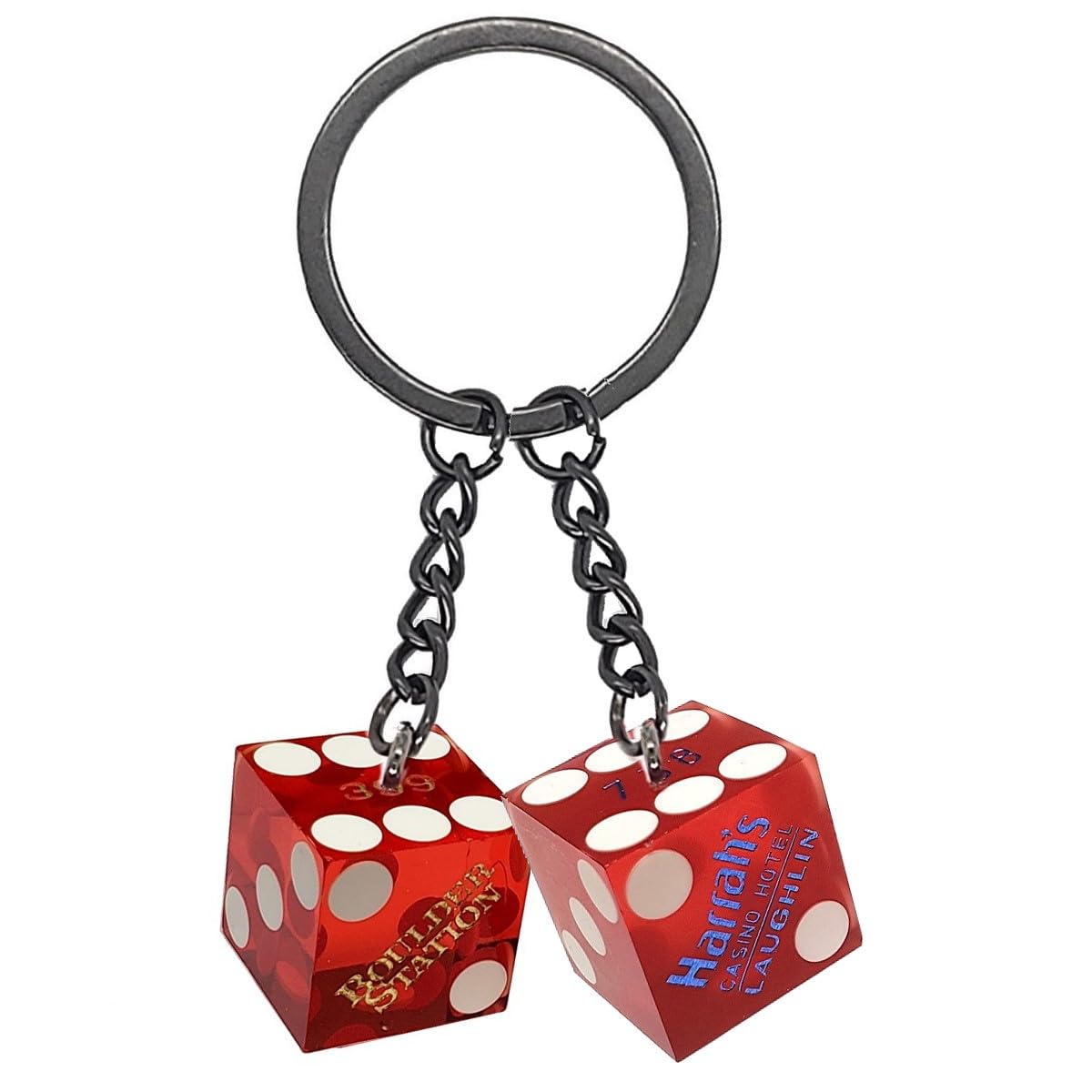 Authentic Casino Dice Keychain - Genuine 19mm Lake Tahoe, Reno & Las Vegas Nevada Craps Dice - Perfect for Gambling Enthusiasts & Casino-Themed Gifts