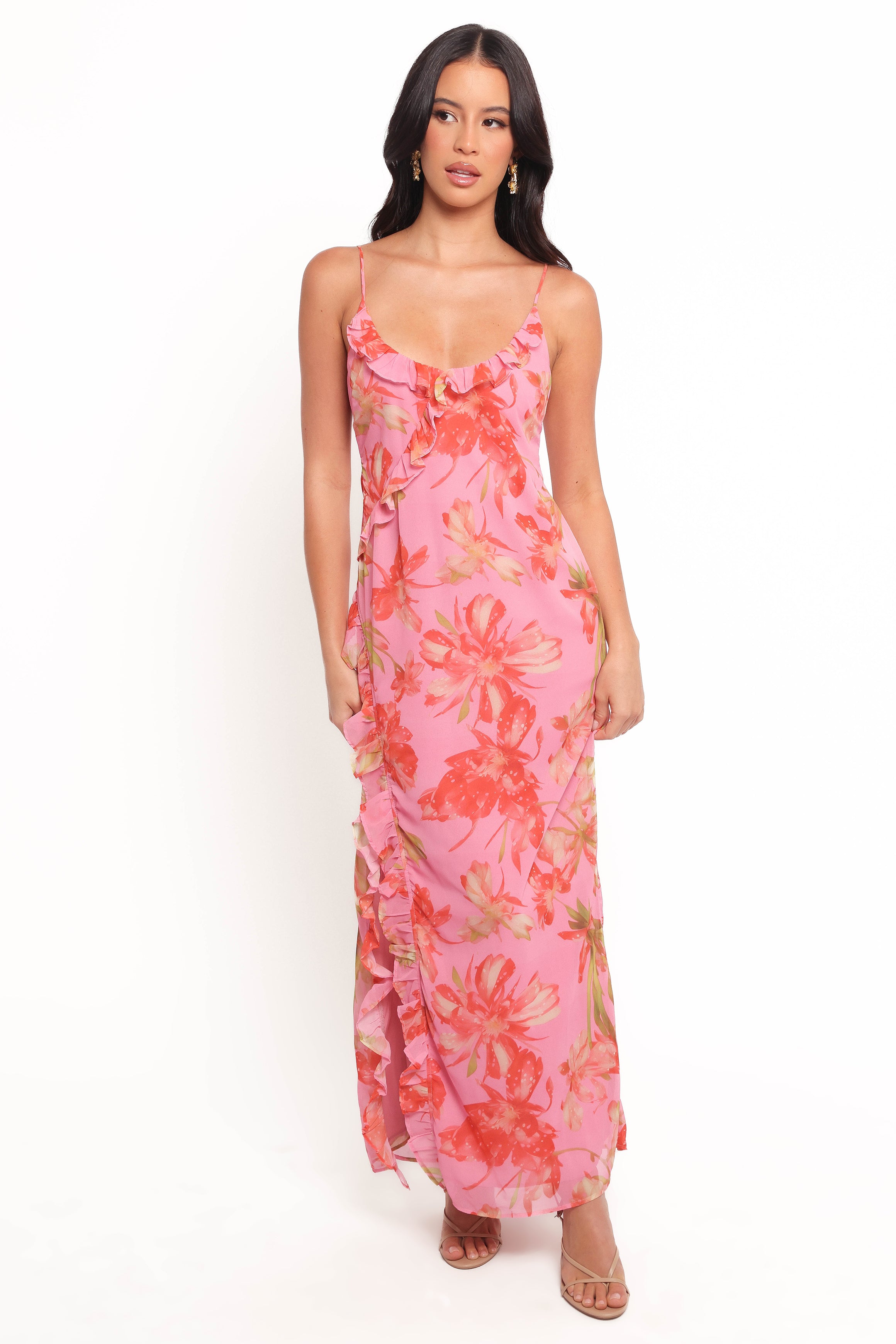 Charli Maxi Dress - Tropical Floral Print Summer Beach Dress for Women | Boho Chic Vacation Outfit, Poolside Coverup, Date Night Dress