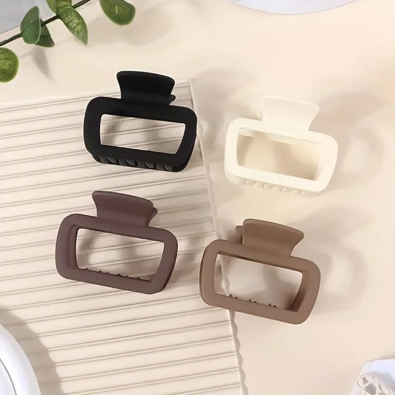 Skvilla 4 Pack Square Claw Hair Clips for Women & Girls - 2.2 Inch Small Matte Banana Jaw Clips for Thin to Medium Hair - Perfect for Half-Up Styles, Ponytails & Everyday Hair Accessories