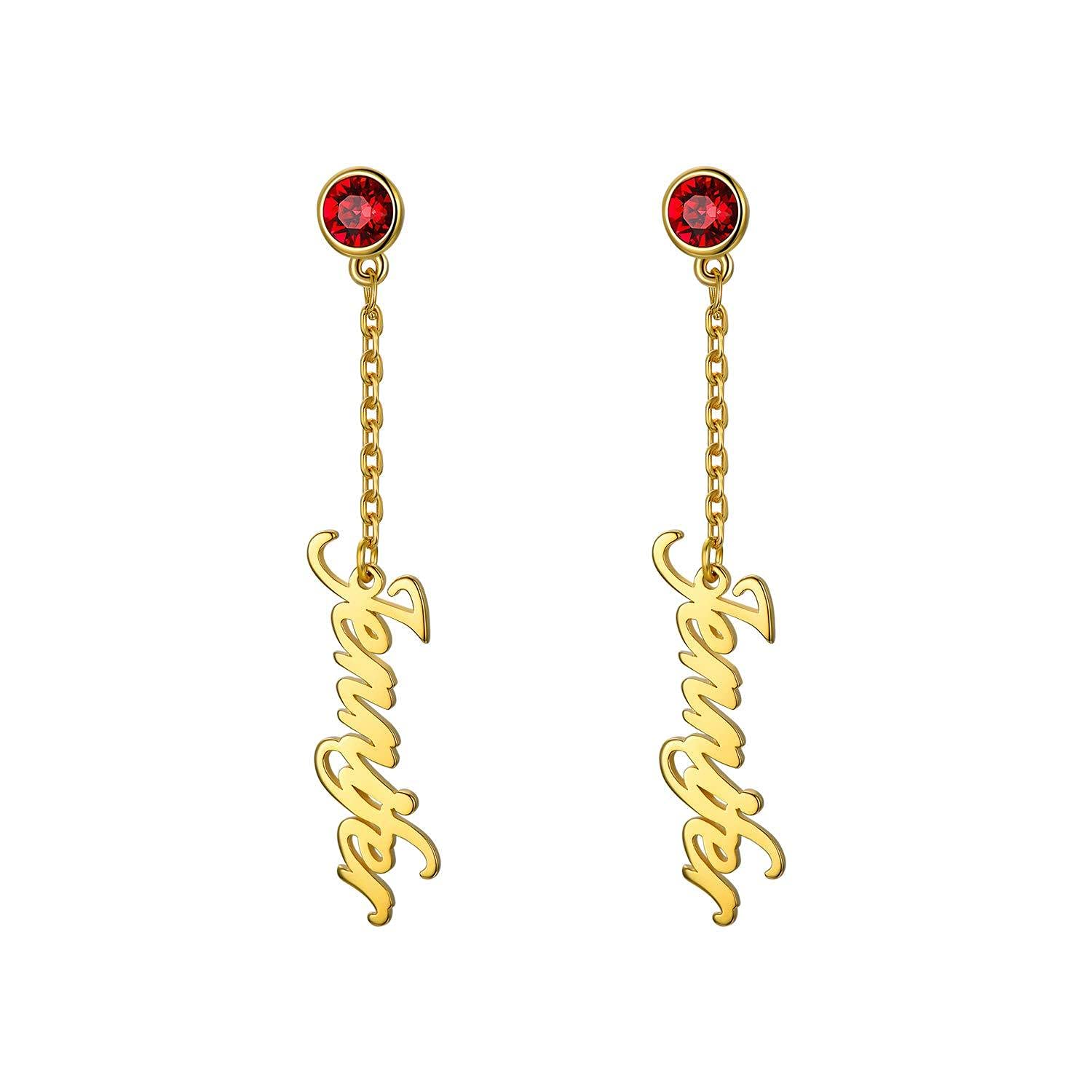 Personalized Name Earrings for Women - 10K, 14K, 18K Gold Custom Dangle Drop Earrings - Perfect for Birthdays, Anniversaries, and Special Occasions